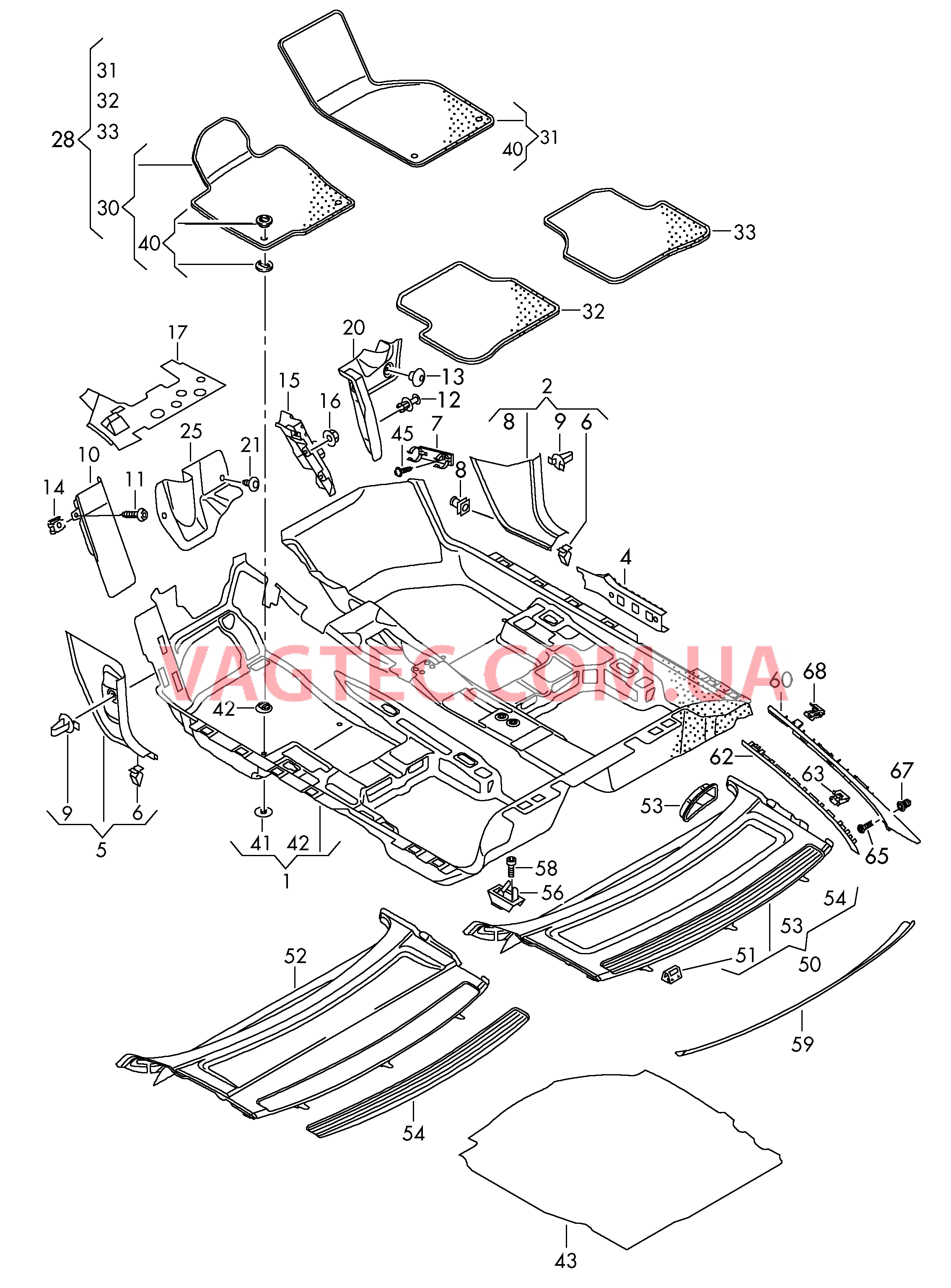 Коврики Облицовка стойки А Облицовка задней панели  Упор для ног Коврик  для VOLKSWAGEN Passat 2009