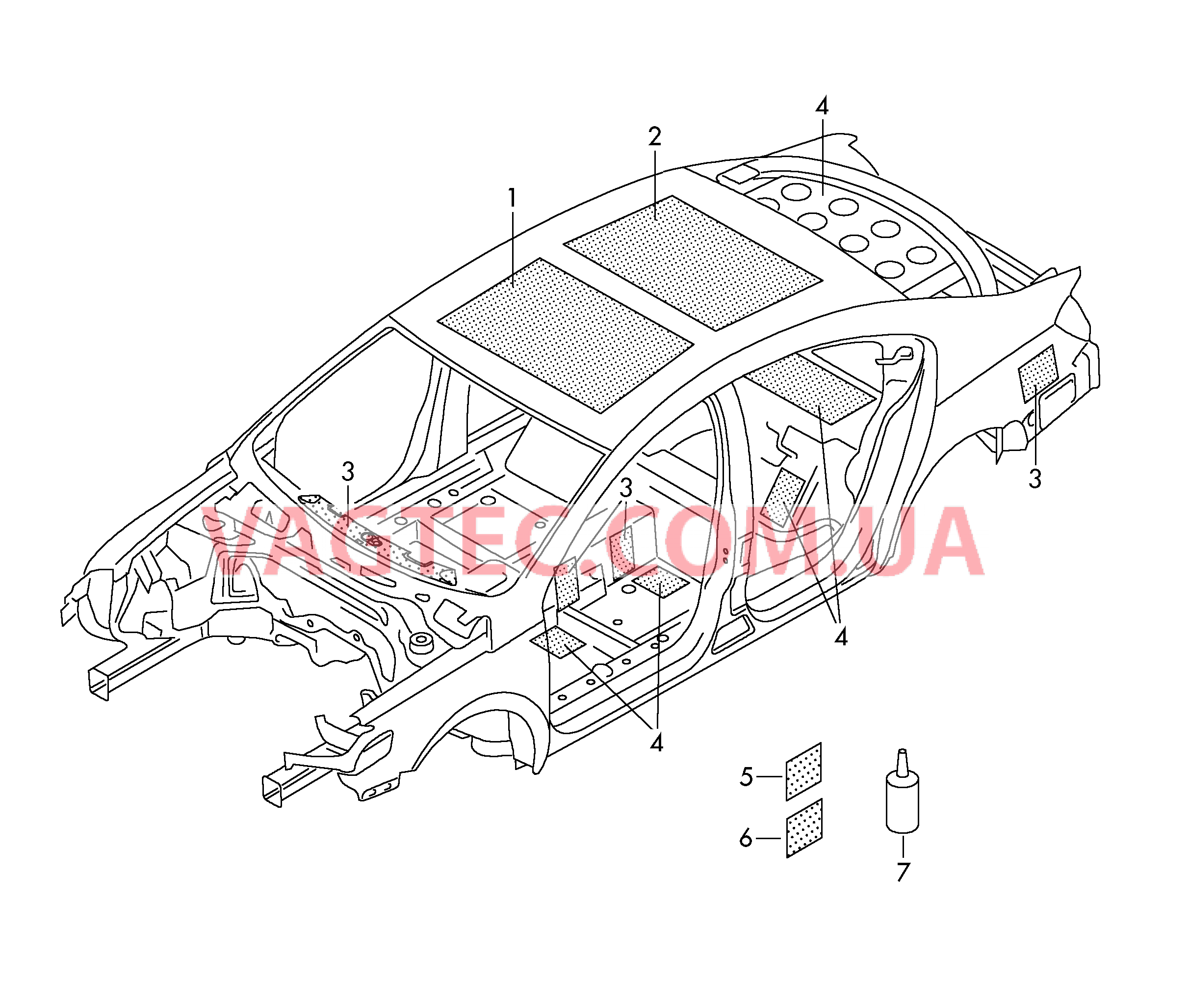 Изоляции Шумоизоляция крыши  для VOLKSWAGEN PACC 2011