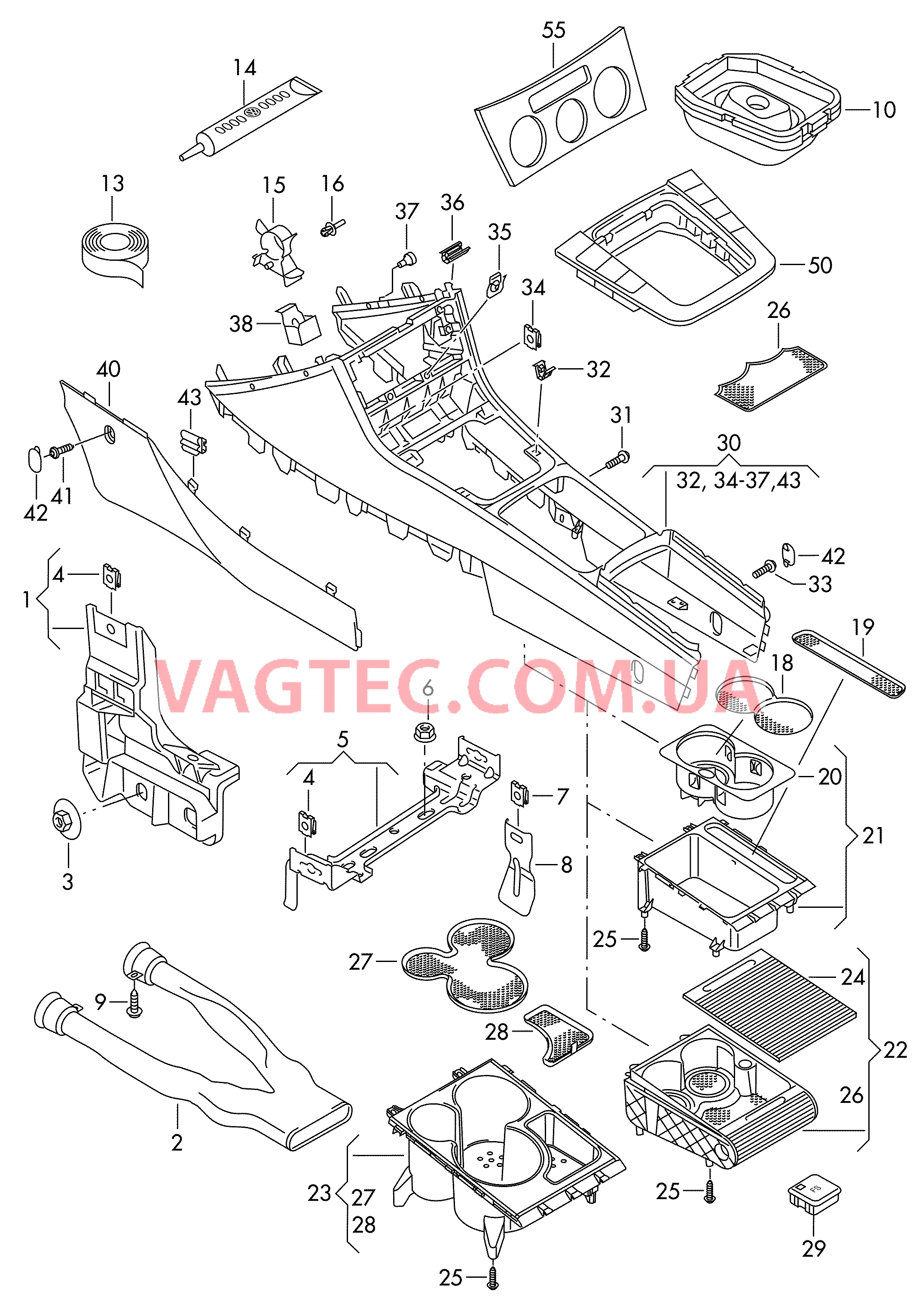 Центральная консоль  для VOLKSWAGEN Passat 2006