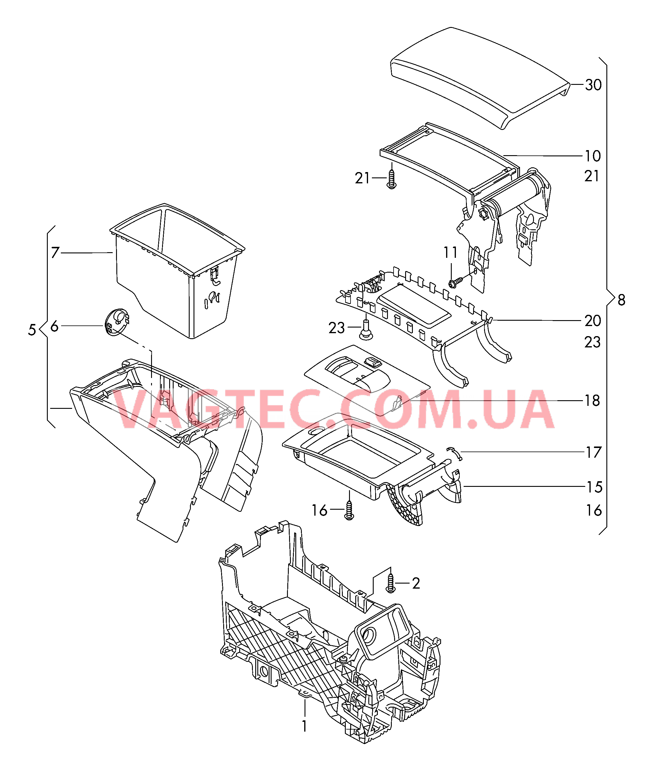 Подлокотник, центральный  для VOLKSWAGEN Passat 2011