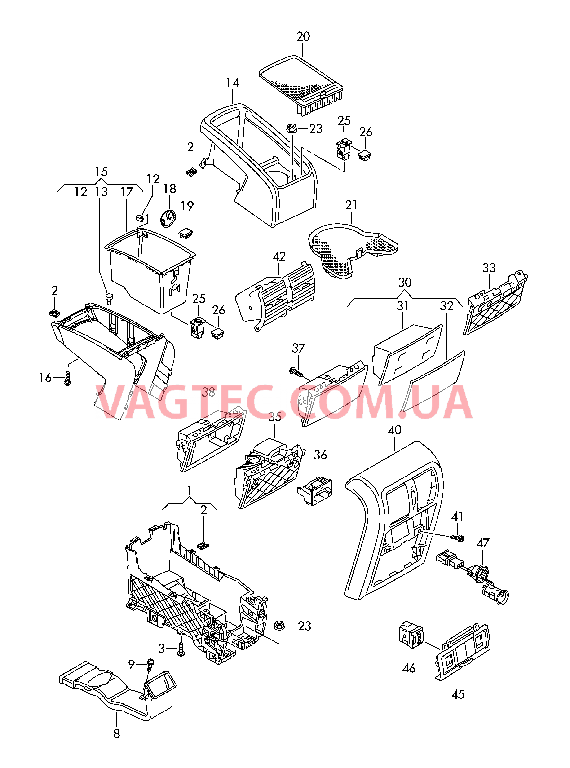 Центральная консоль  для VOLKSWAGEN PACC 2009