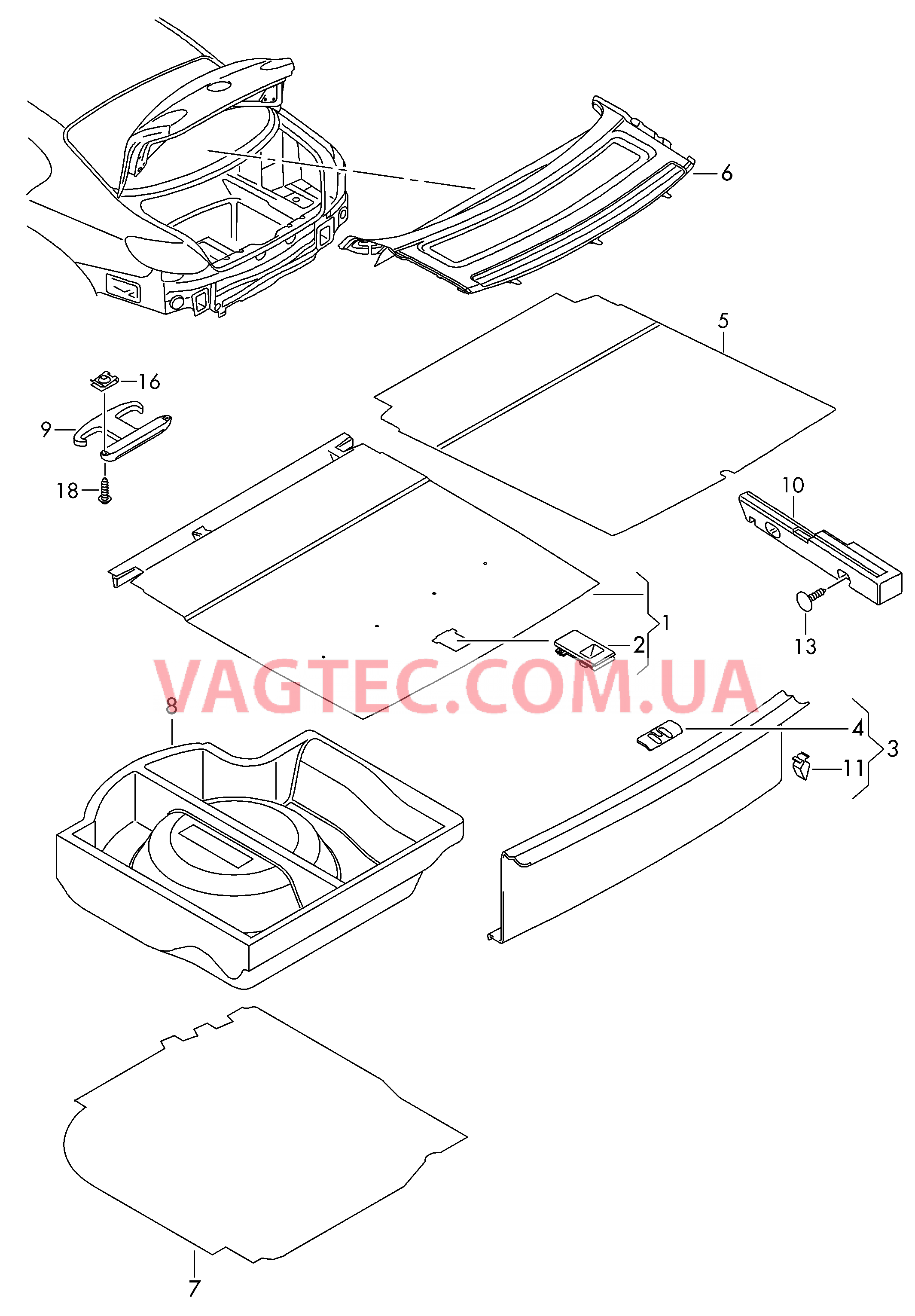 Коврик багажника Накладка для кронштейна замка  для VOLKSWAGEN CC 2013