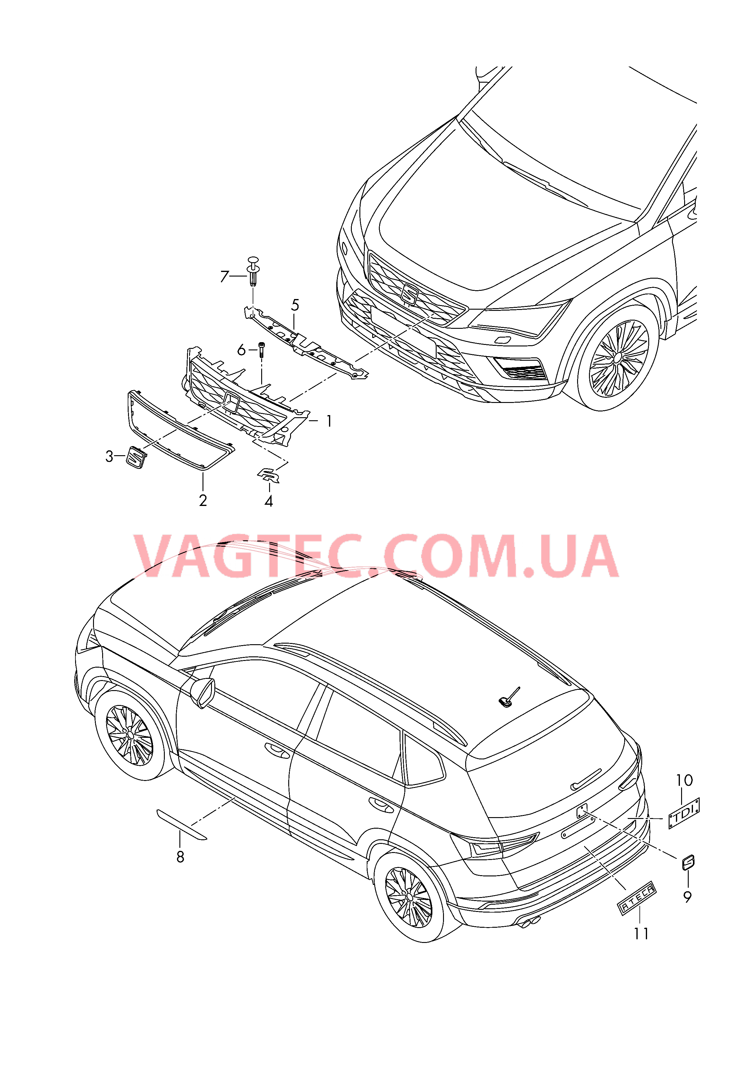 Надписи Решётка радиатора  для SEAT Ateca 2018