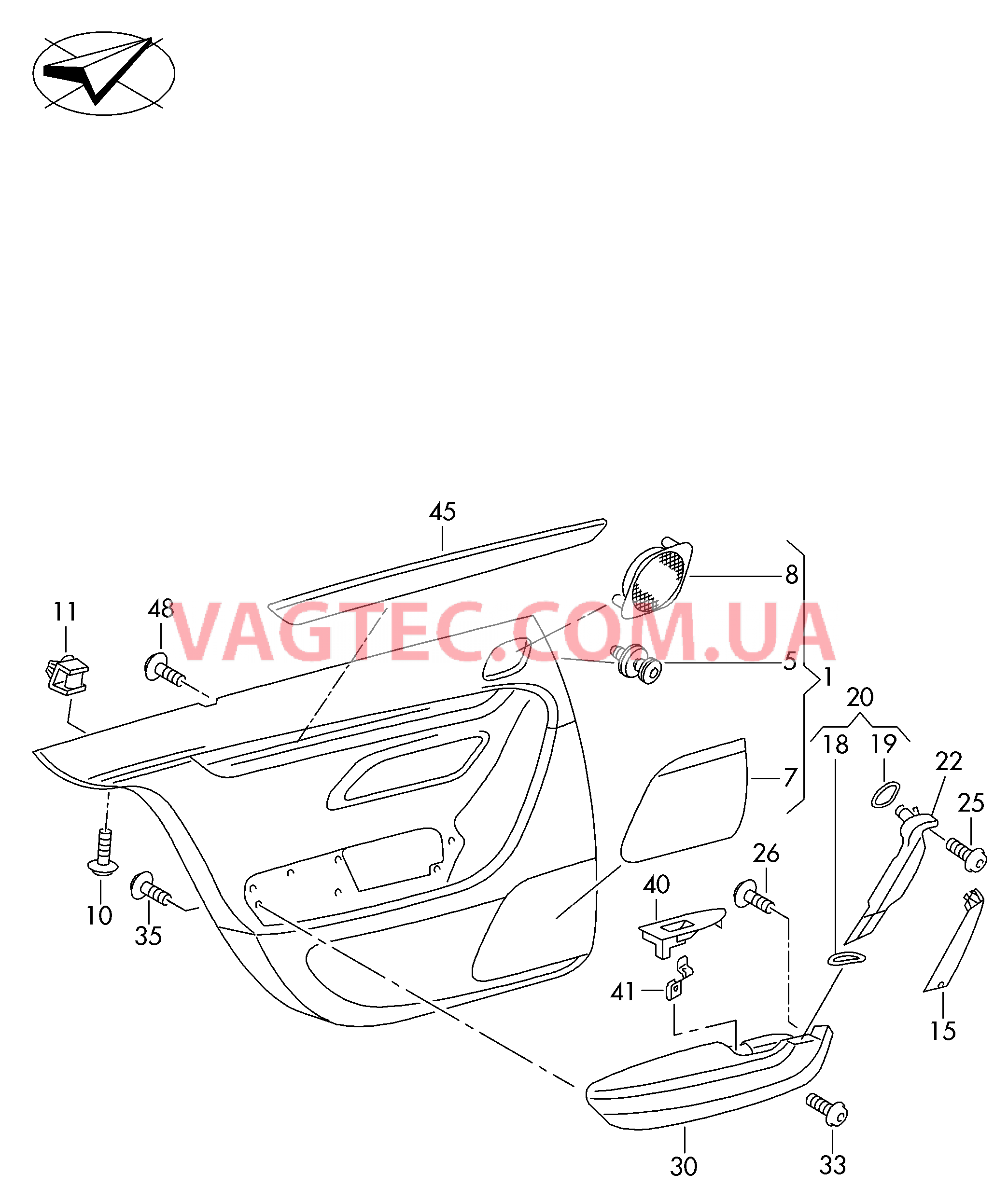 Обивка двери  для VOLKSWAGEN PACC 2009