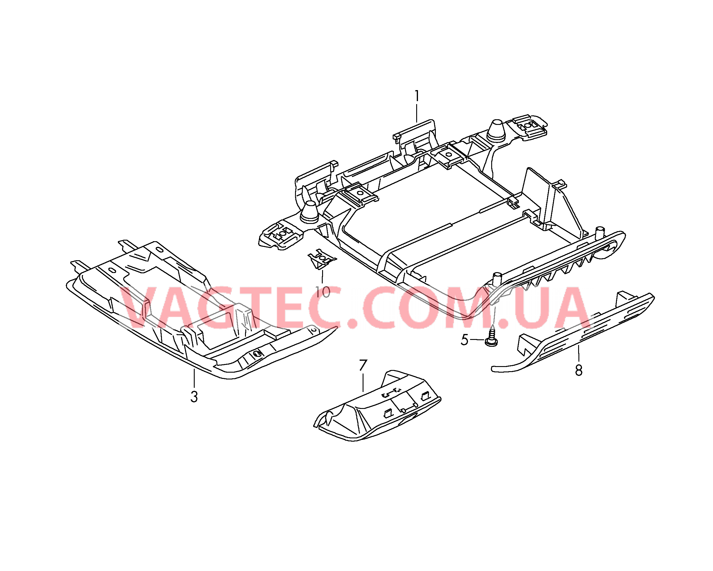 Потолочн.консоль с вещ.отсеком  для VOLKSWAGEN GOLF 2014