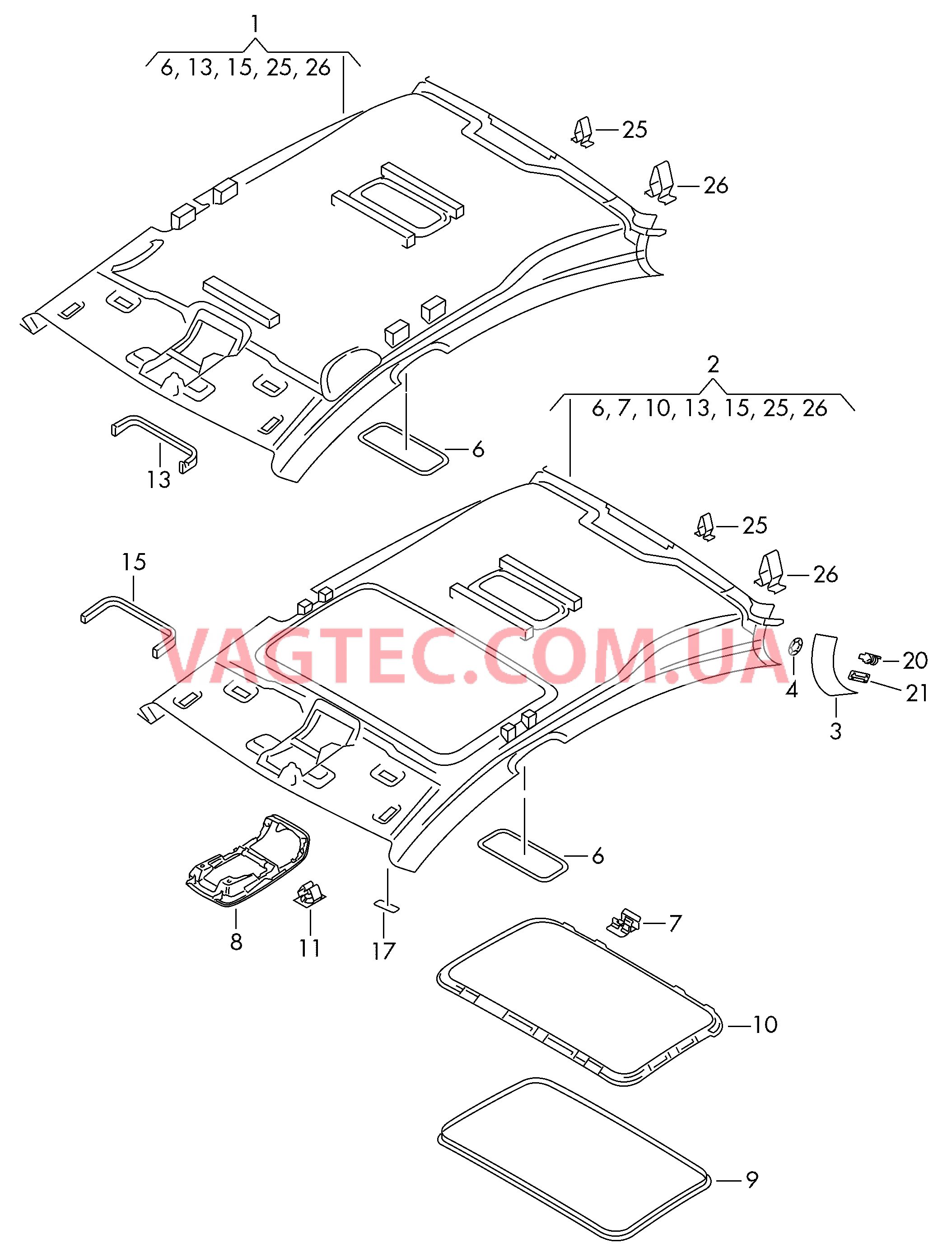 Формованная панель потолка Детали не в сборе  для VOLKSWAGEN PACC 2011