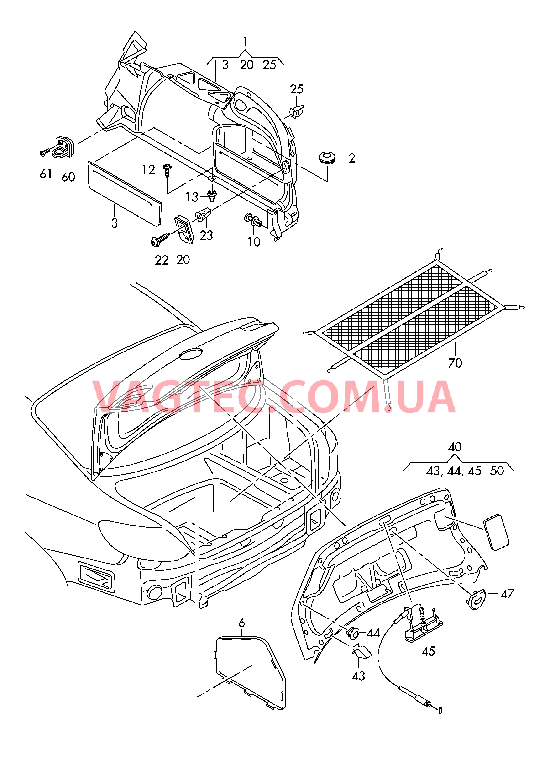 Обивка багажного отсека Облицовка крышки багаж. отсека  для VOLKSWAGEN PACC 2012