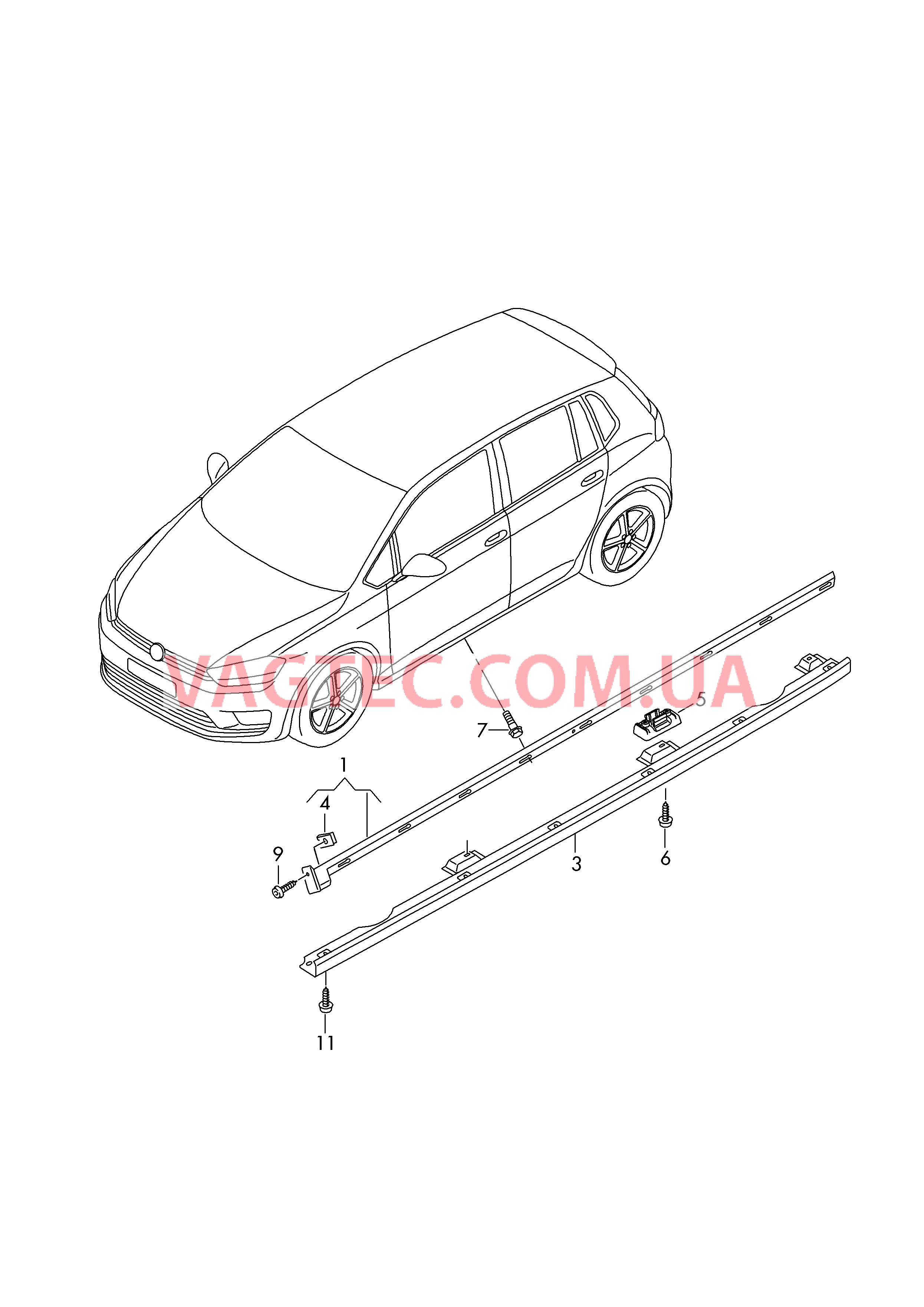 Облицовка порога  для VOLKSWAGEN Polo 2018