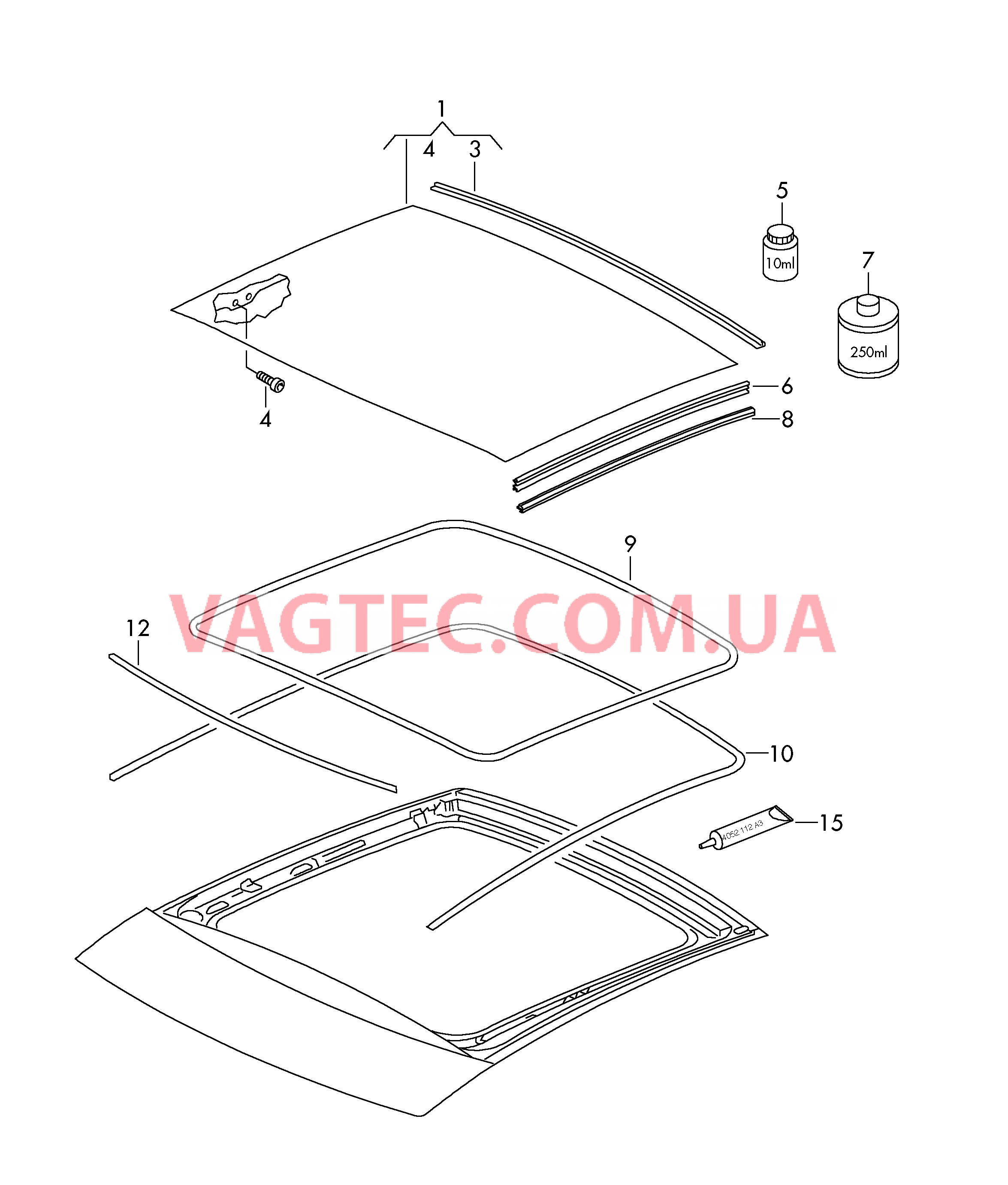 Панорамная стеклянная крыша  для VOLKSWAGEN PACC 2009