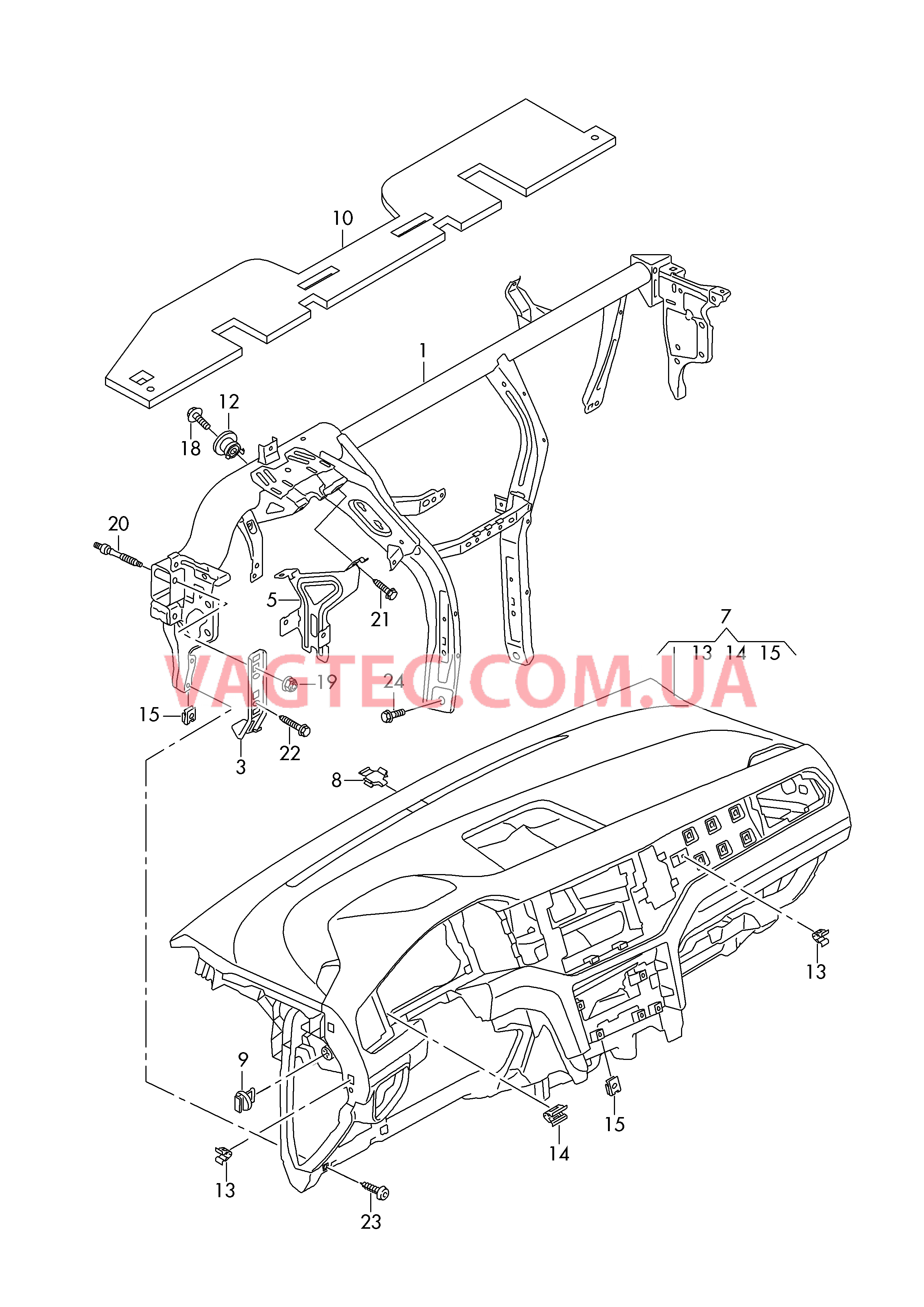 Поперечина передней панели Панель приборов Крепёжные детали  для VOLKSWAGEN Golf.Sportsvan 2018