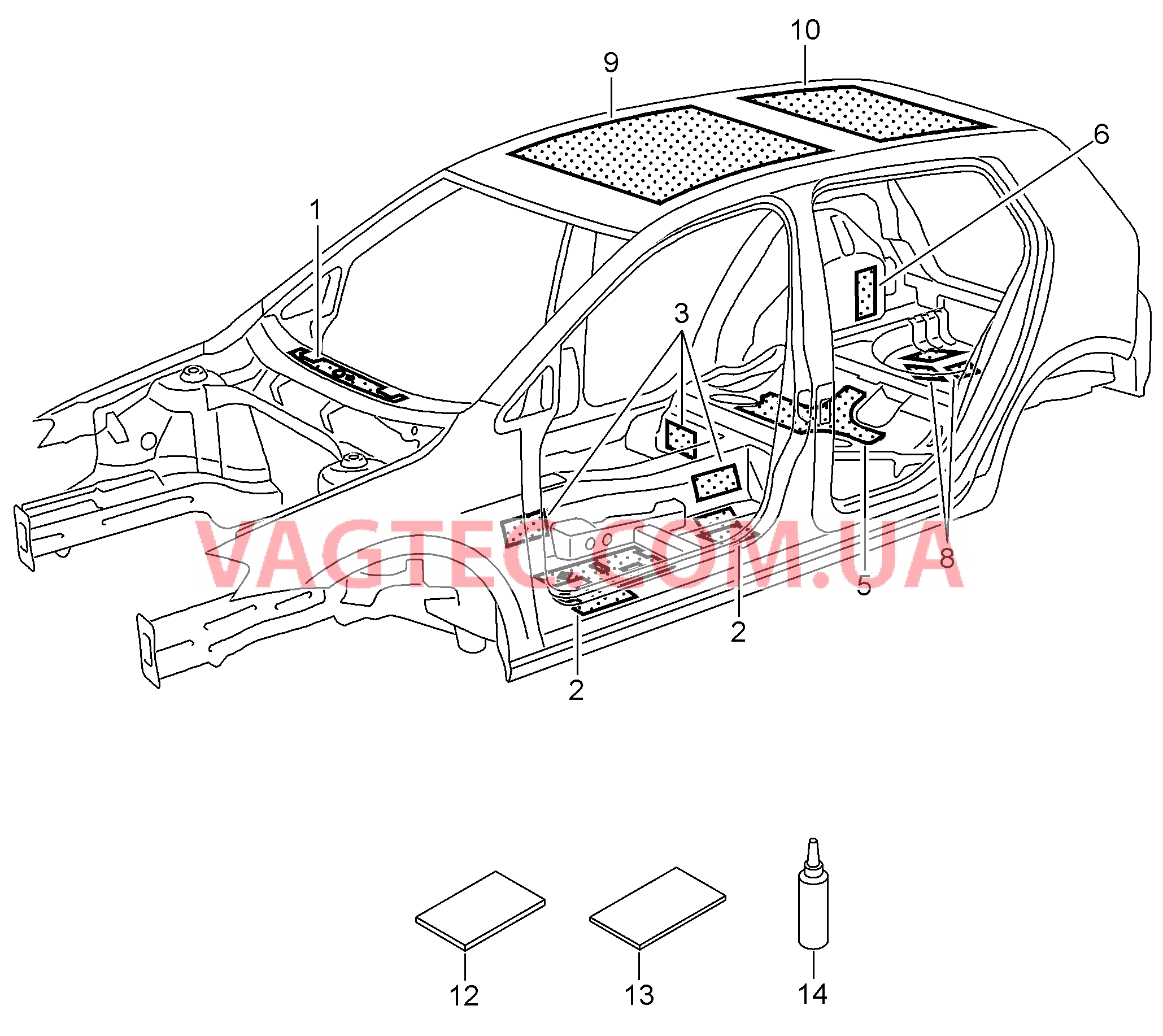 Изоляции Наплавленный звукоизоляц. слой  для VOLKSWAGEN GOLF 2016