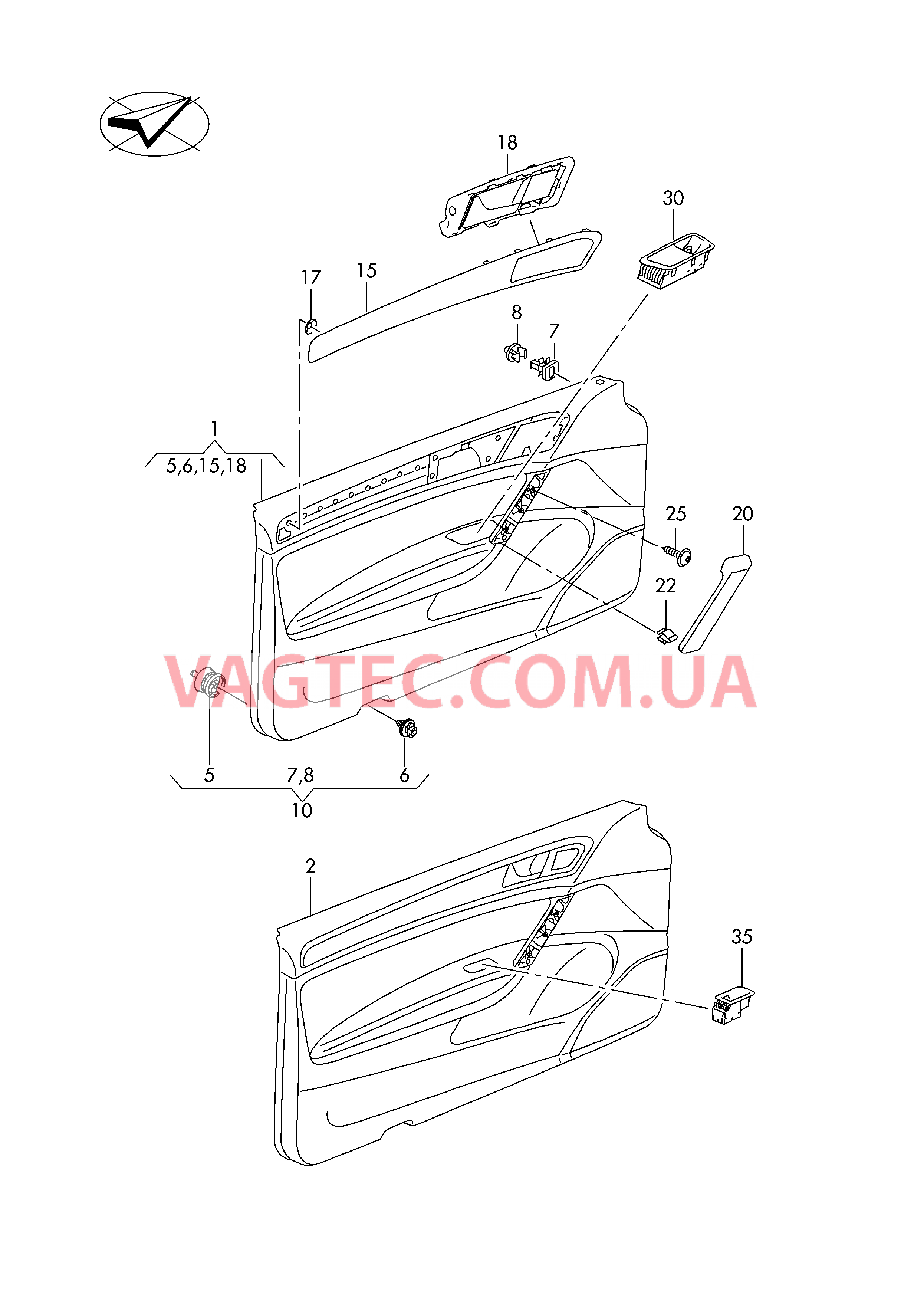 Обивка двери  для VOLKSWAGEN GOLF 2013-2