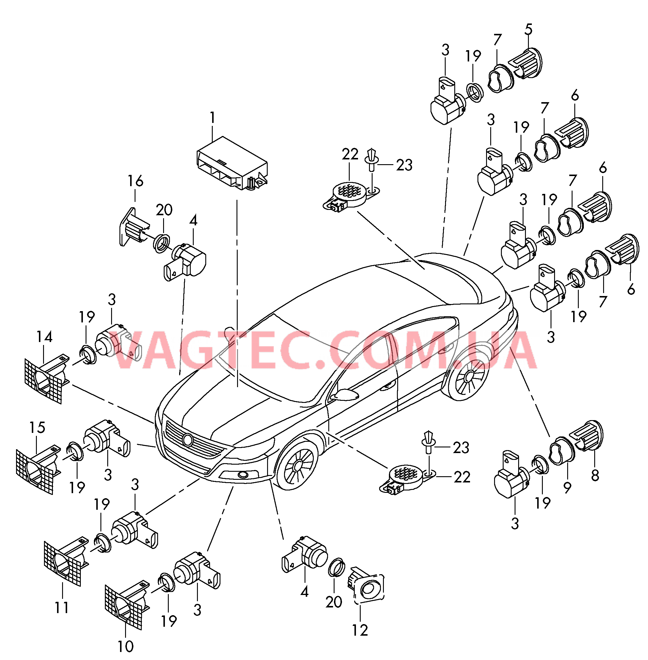  Парковочный ассистент  для VOLKSWAGEN PACC 2009