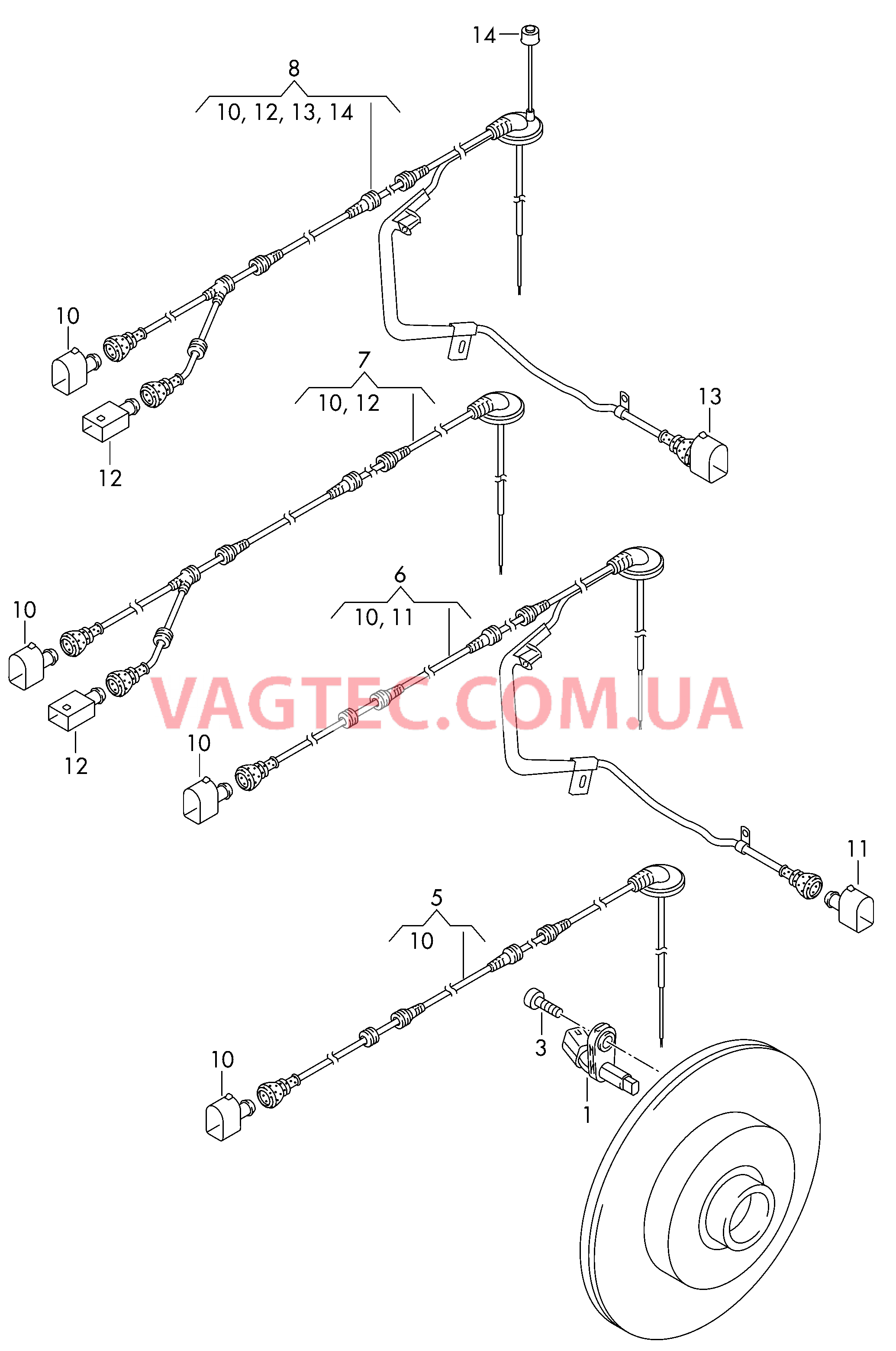 Датчик числа оборотов Жгут проводов для датчика числа оборотов  для VOLKSWAGEN Tiguan 2012