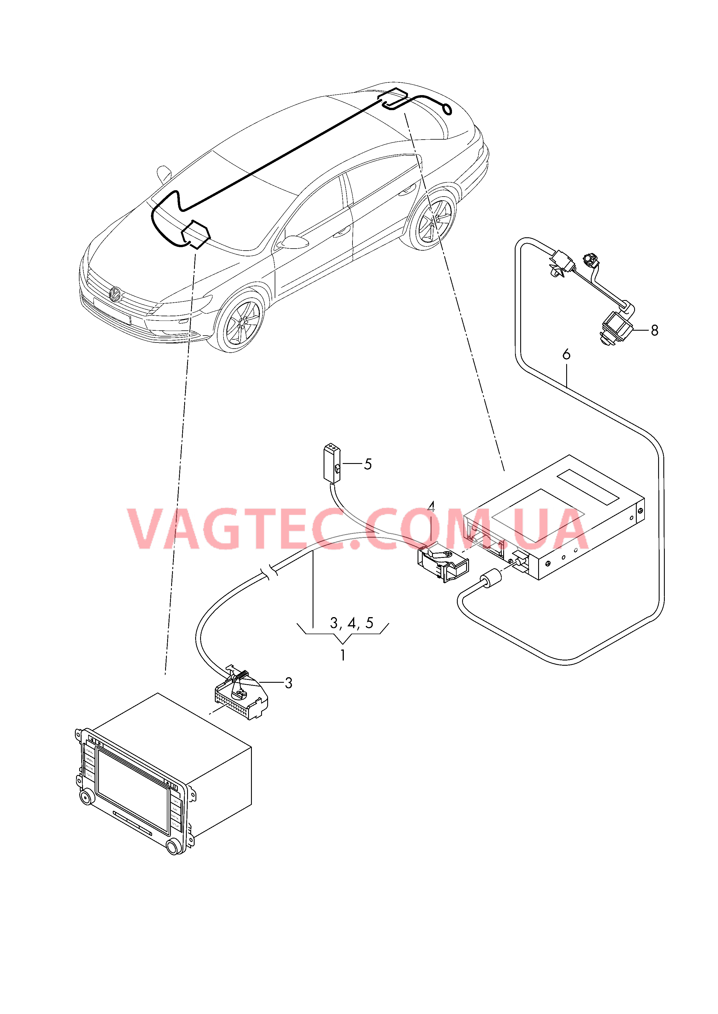 Кабель-адаптер для а/м с камерой заднего вида  для VOLKSWAGEN PACC 2009