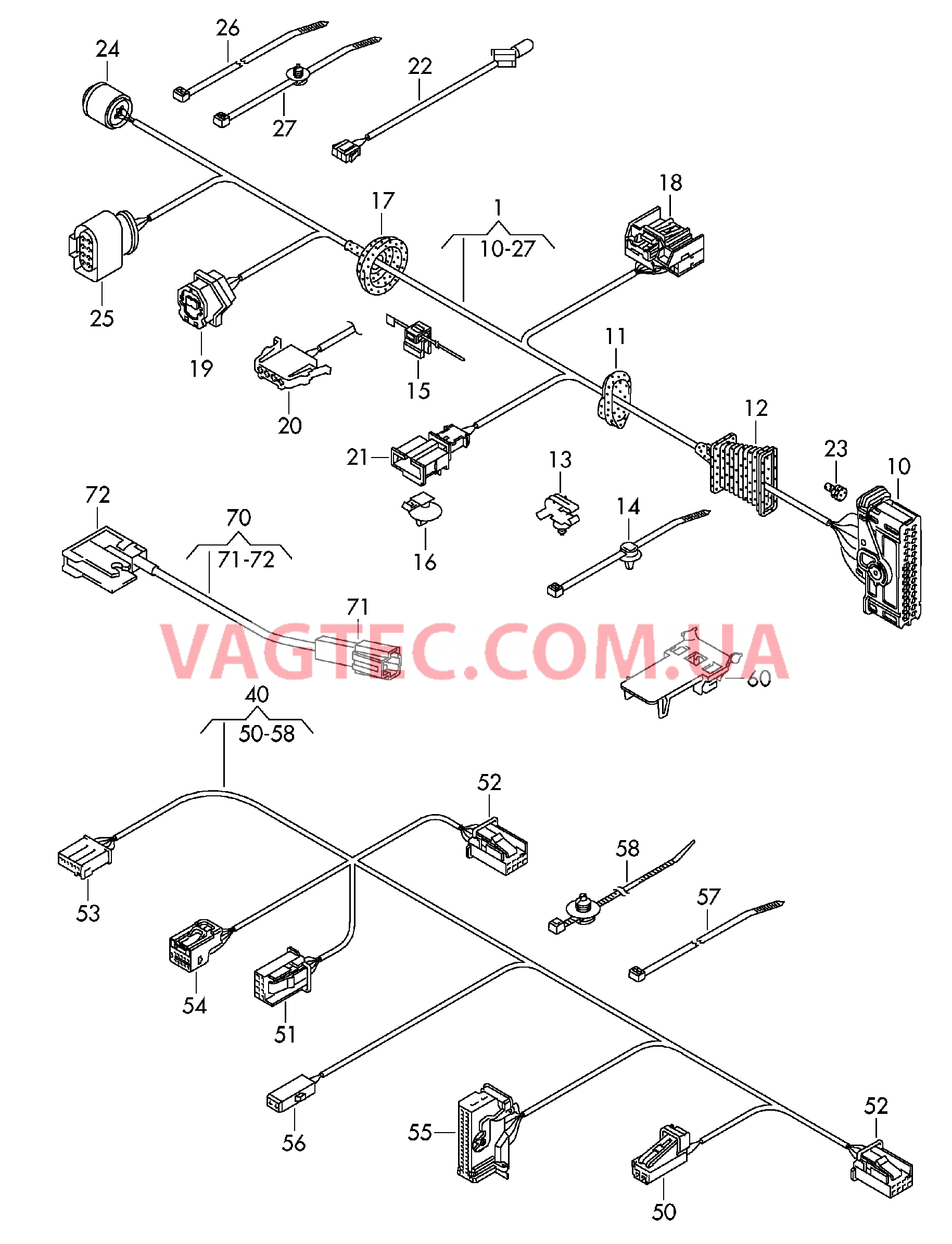 Жгут проводов двери Жгут проводов для обшивки двери  для VOLKSWAGEN PACC 2010