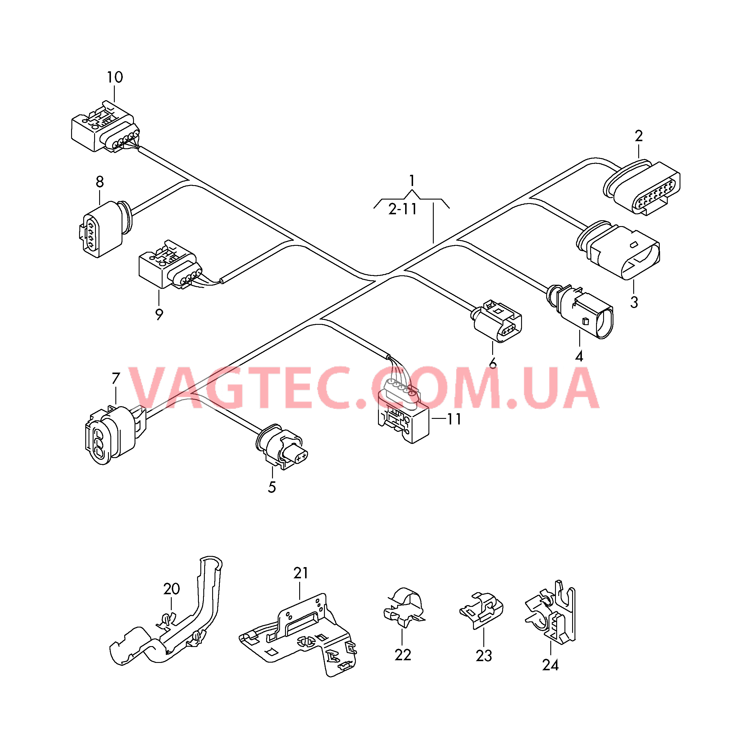 Жгут проводов задний для а/м с системой SCR .  для VOLKSWAGEN Passat 2009