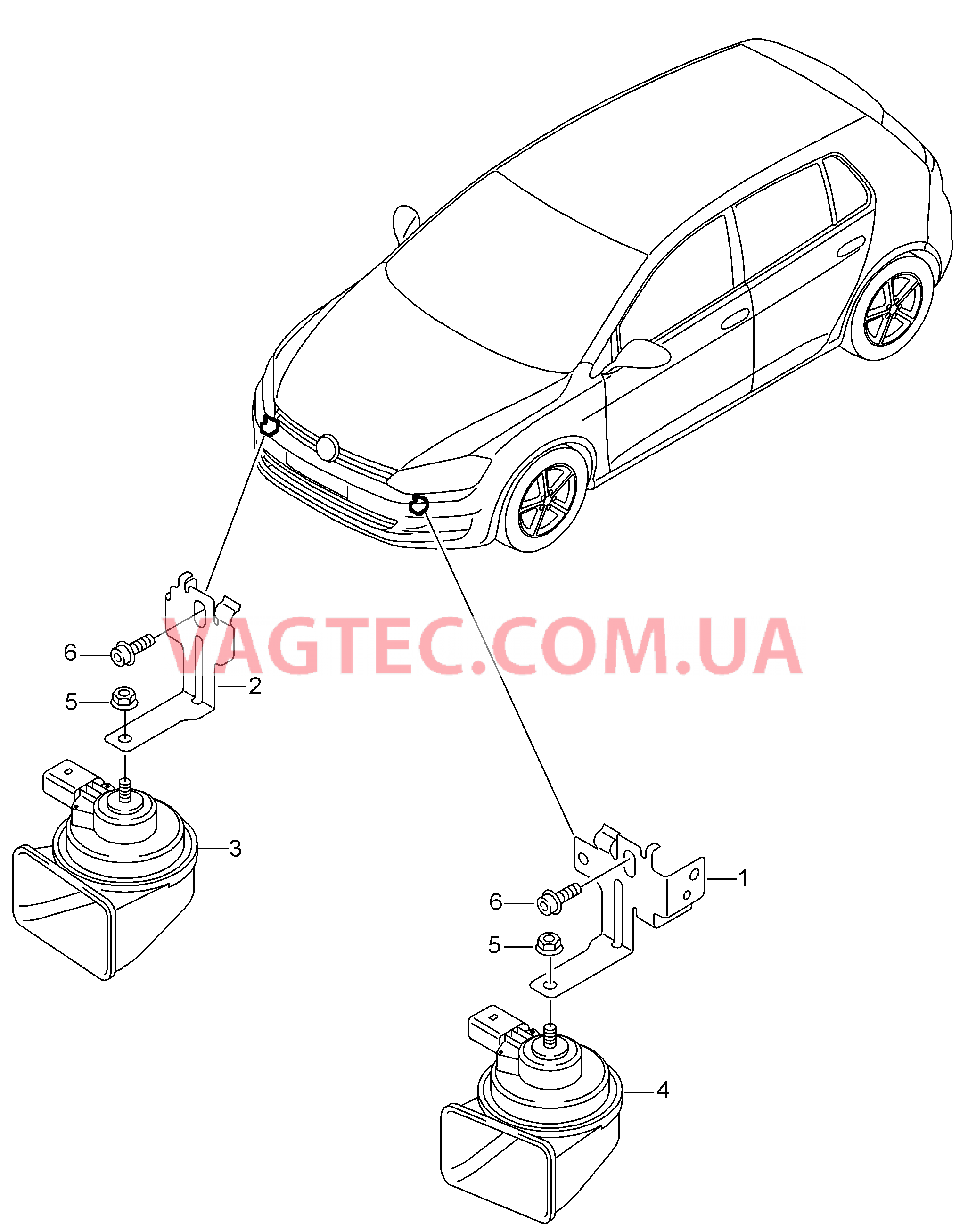 Звуковой сигнал, двойной  для VOLKSWAGEN Golf.Sportsvan 2014