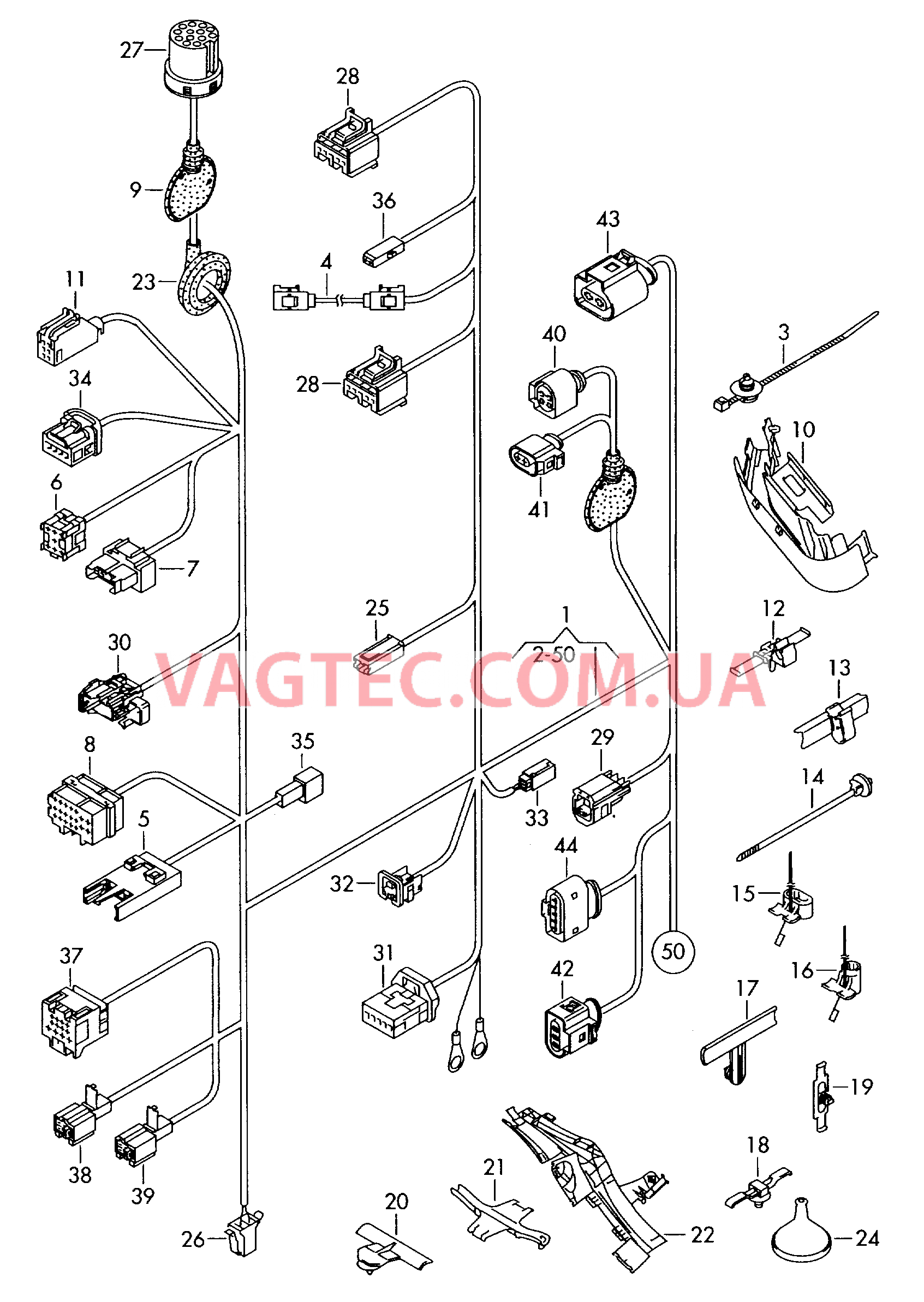 Центральный жгут                       Область: ------------------------------ Детали не в сборе  для VOLKSWAGEN PACC 2010