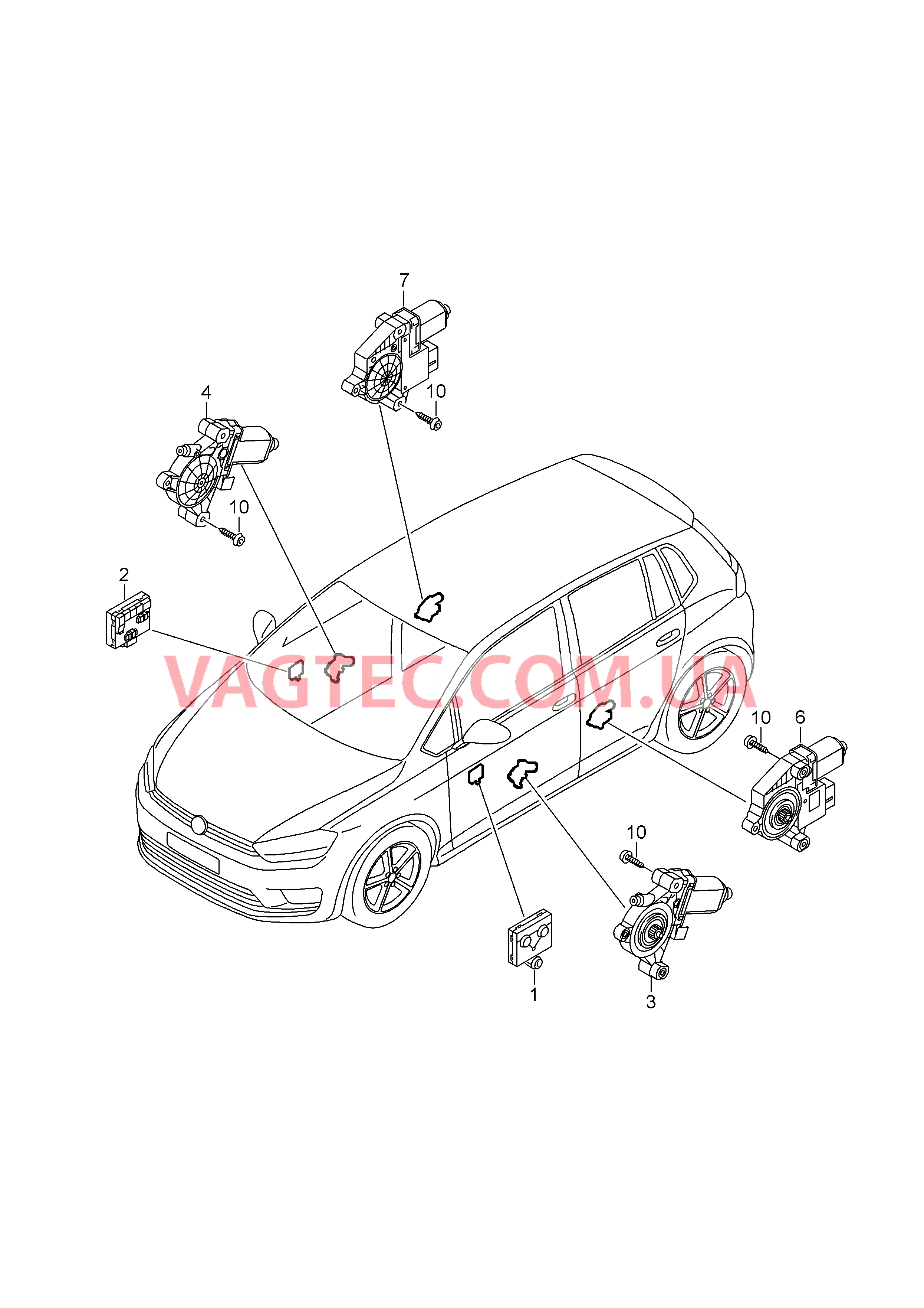 БУ двери Эл.двигатель стеклоподъёмника   D - 13.10.2014>> - 25.05.2015 для VOLKSWAGEN Polo 2018