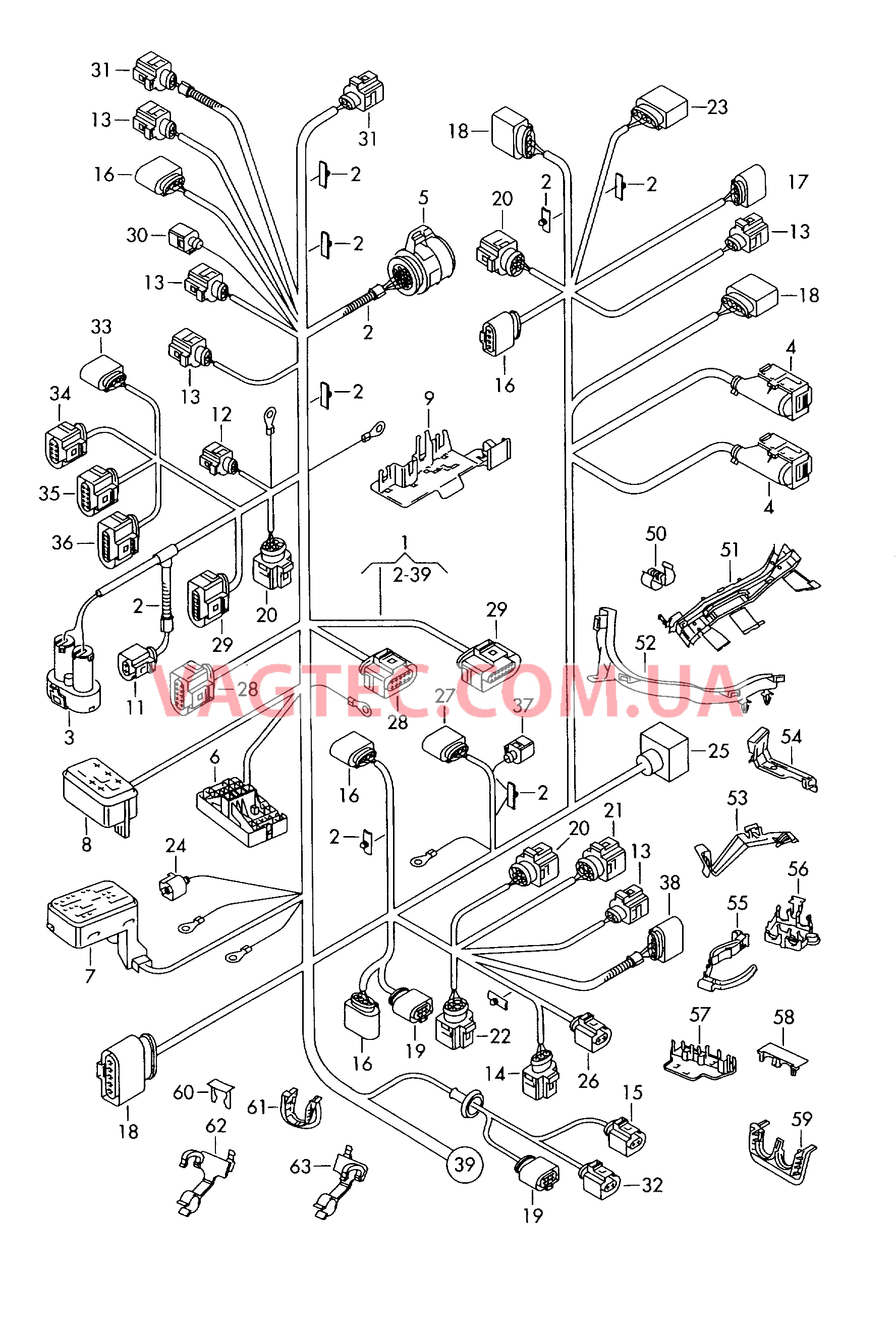 Центральный жгут                       Область: ------------------------------ Отдельный провод Детали не в сборе  для VOLKSWAGEN PACC 2012