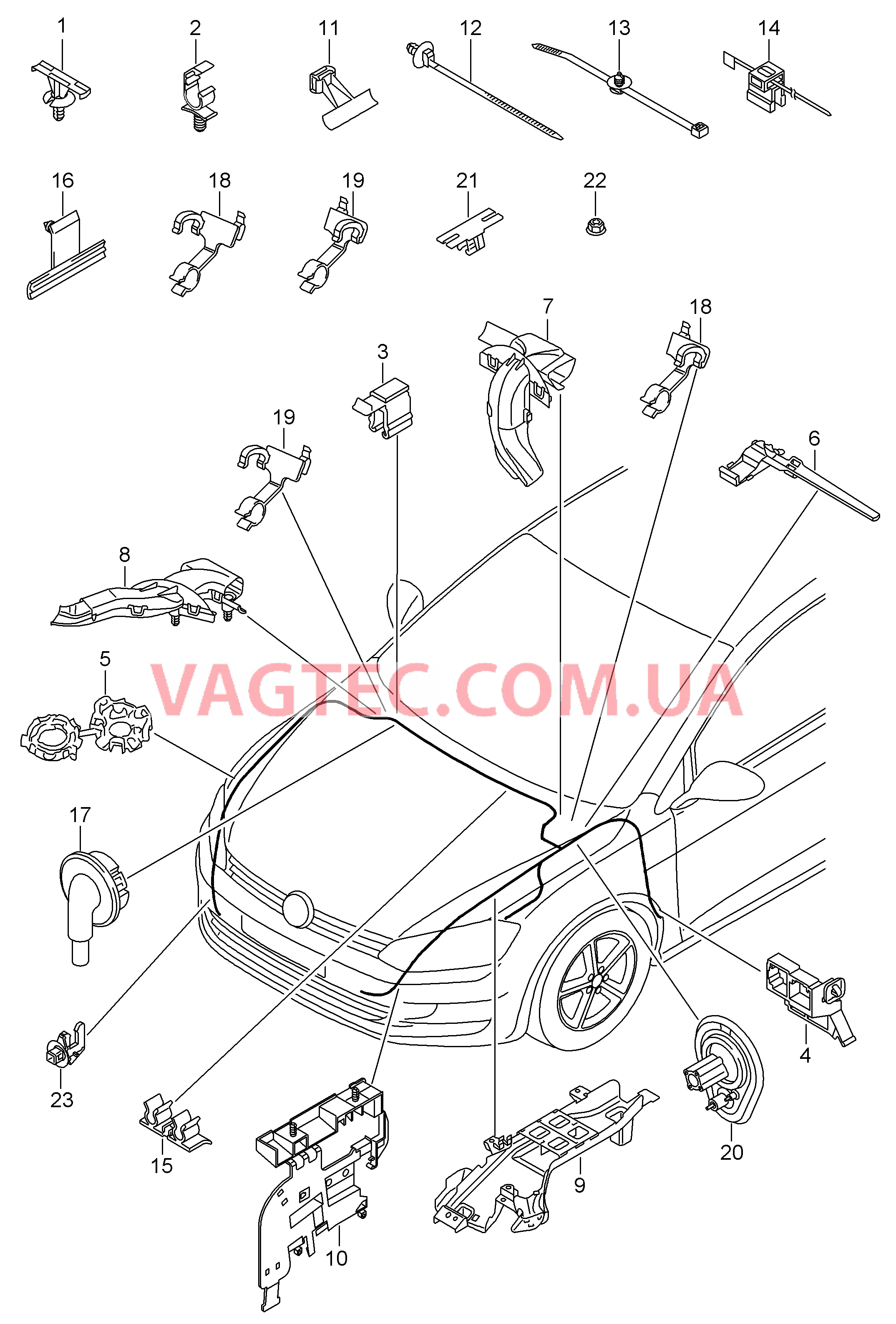 Крепеж кабеля Канал для кабеля Жгут проводов для моторн. отс.  для VOLKSWAGEN E-Golf 2016