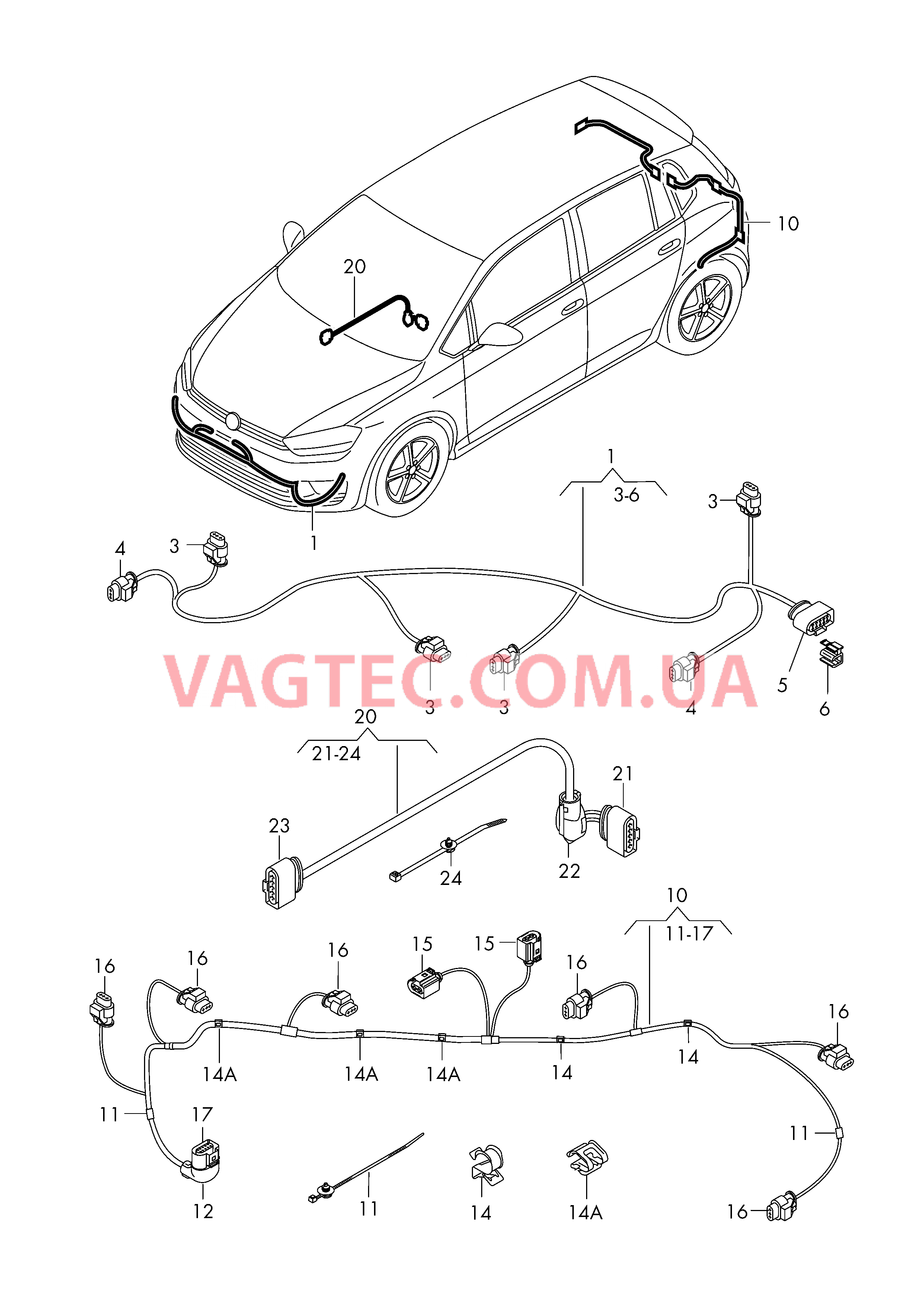 Жгут проводов для бампера Кабель-адаптер Заслонка системы выпуска ОГ  для VOLKSWAGEN Golf.Sportsvan 2016