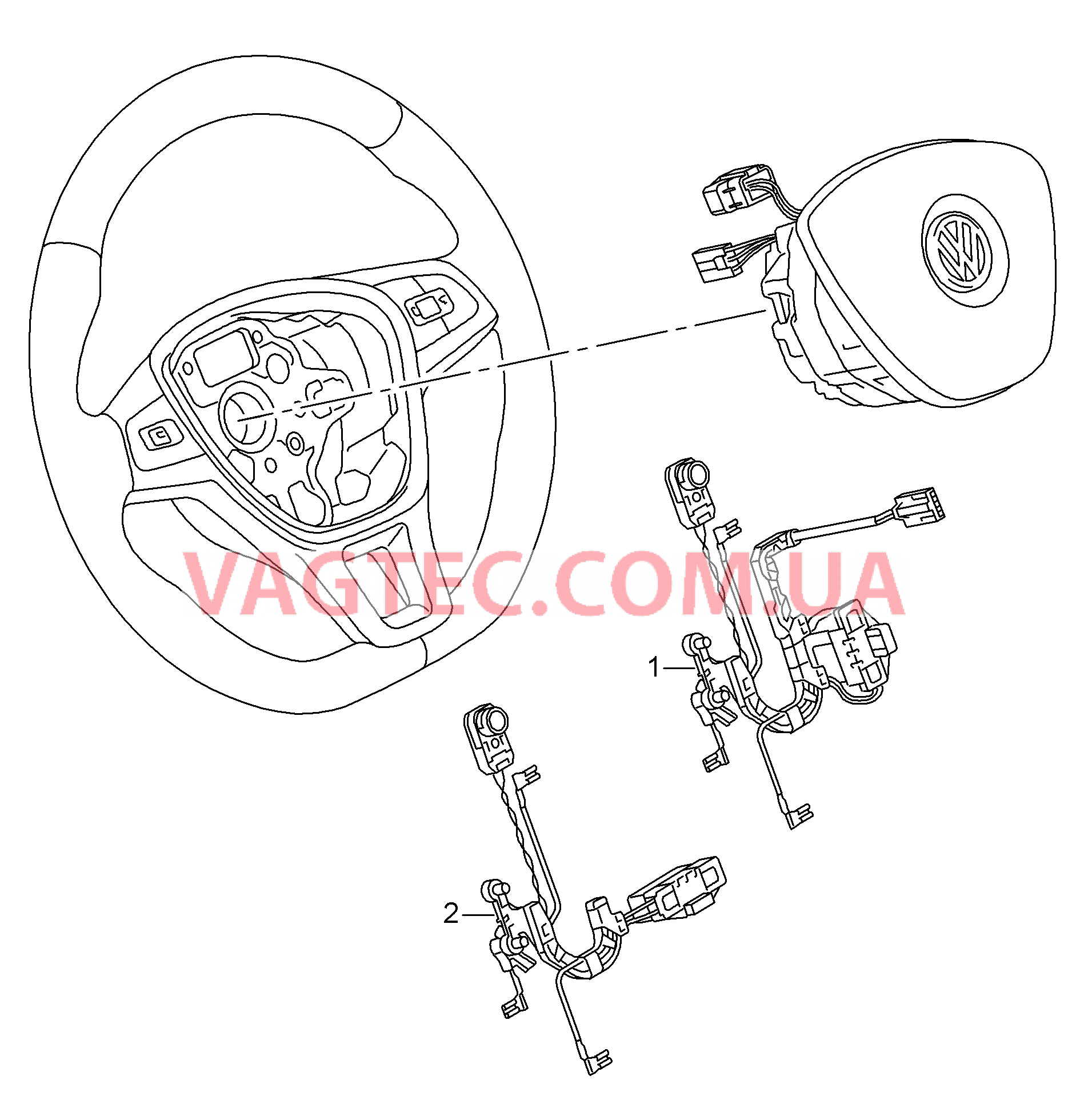 Жгут проводов рулевого колеса с подушкой безопасности  для VOLKSWAGEN Touareg 2015