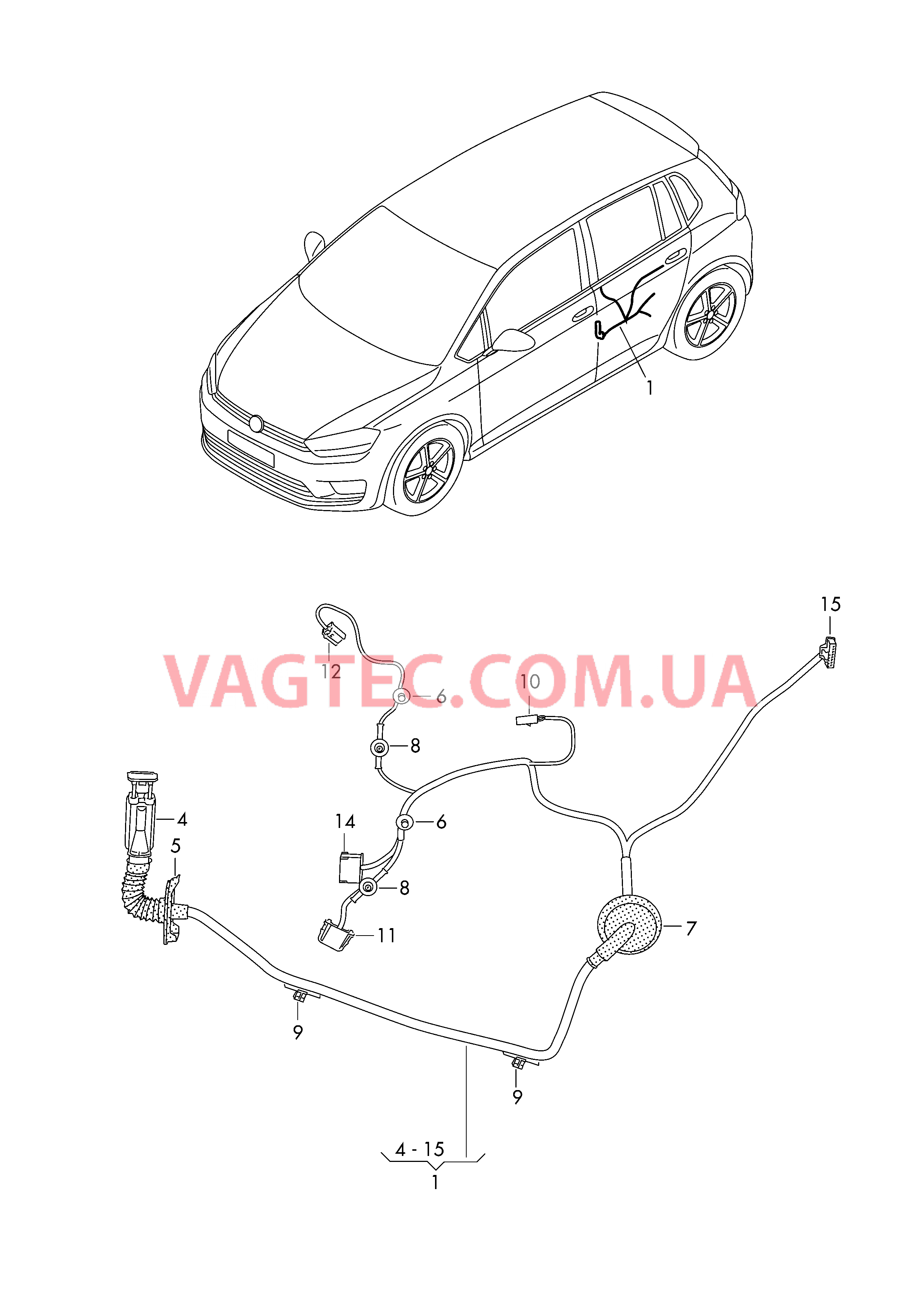 Жгут проводов двери  для VOLKSWAGEN Golf.Sportsvan 2016