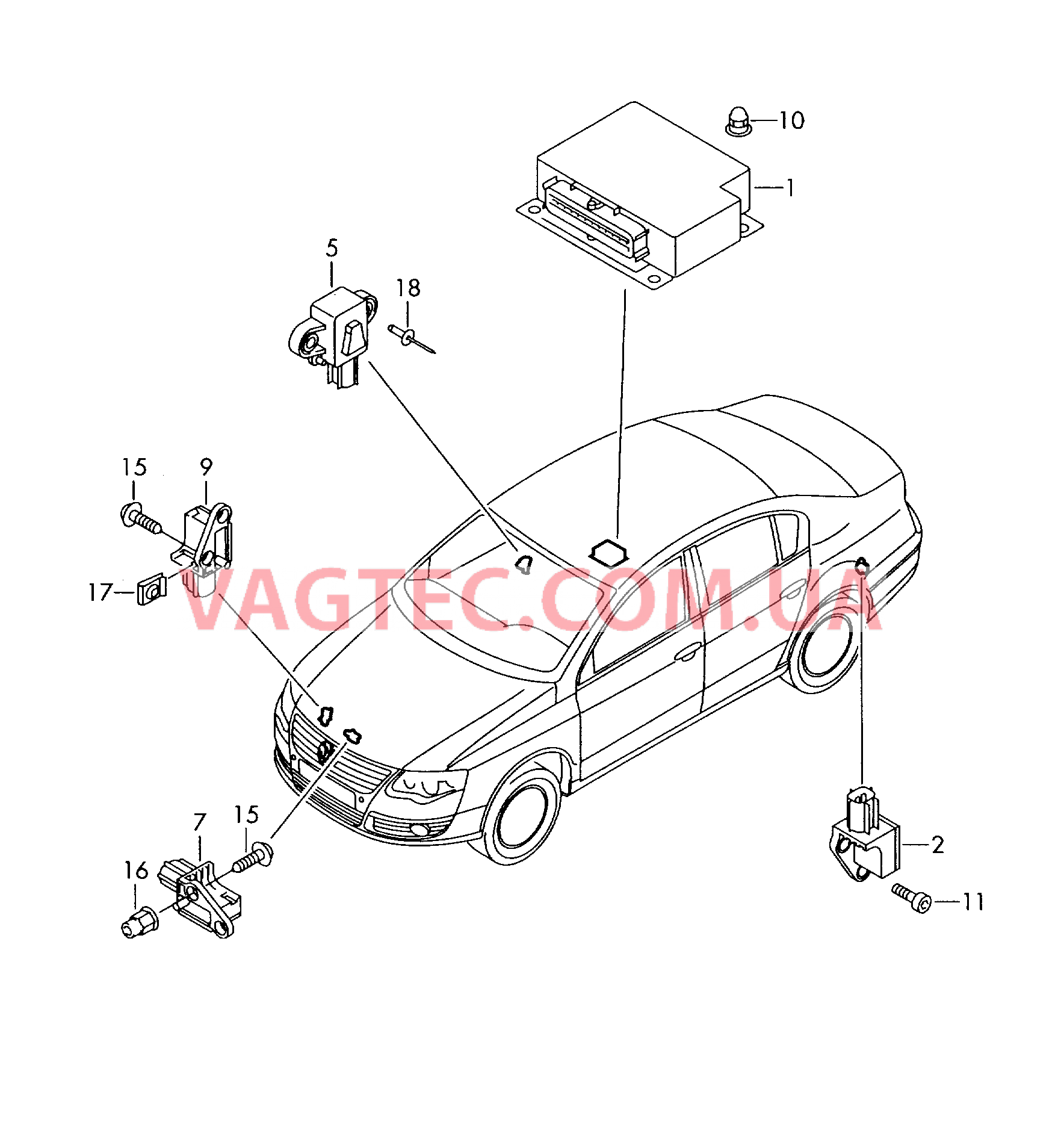 Электродетали для подуш.безоп.  F 3C-7E115 421>>* F 3C-7Р086 701>>* для VOLKSWAGEN Passat 2006