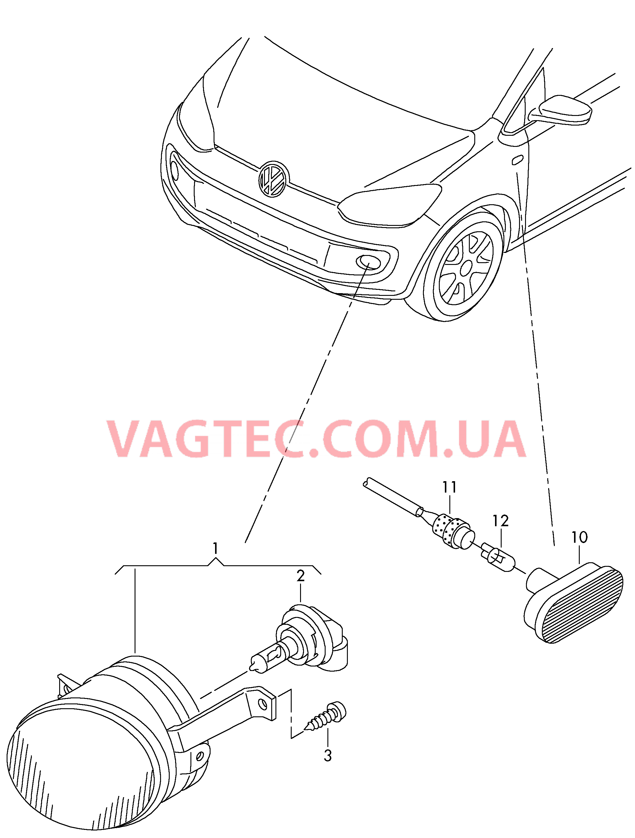 Галоген. противотуманная фара Фонарь указателя поворота  для VOLKSWAGEN UP 2013