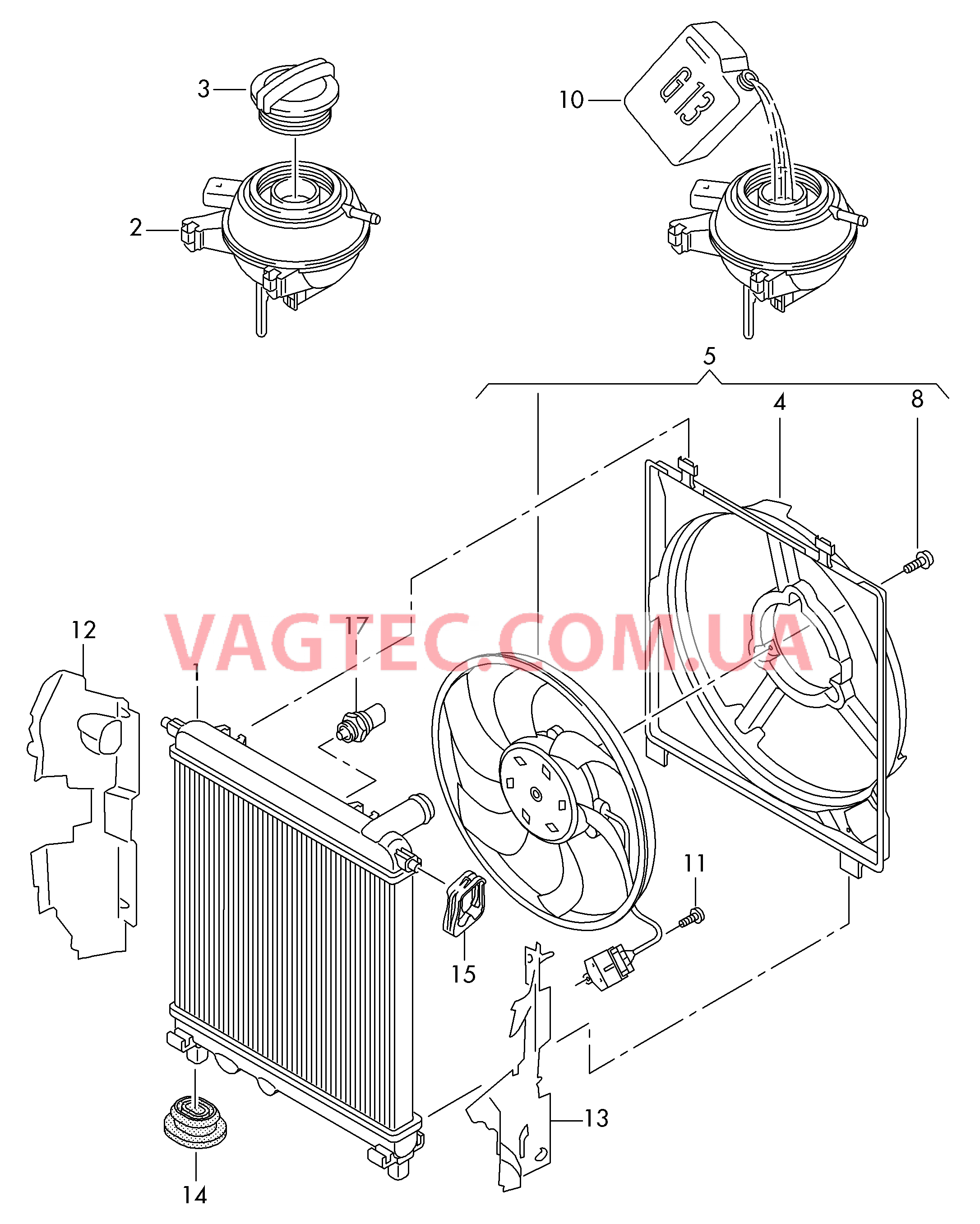 Расширительный бачок Радиатор охлаждающей жидкости Рамка вентилятора  для VOLKSWAGEN UP 2014