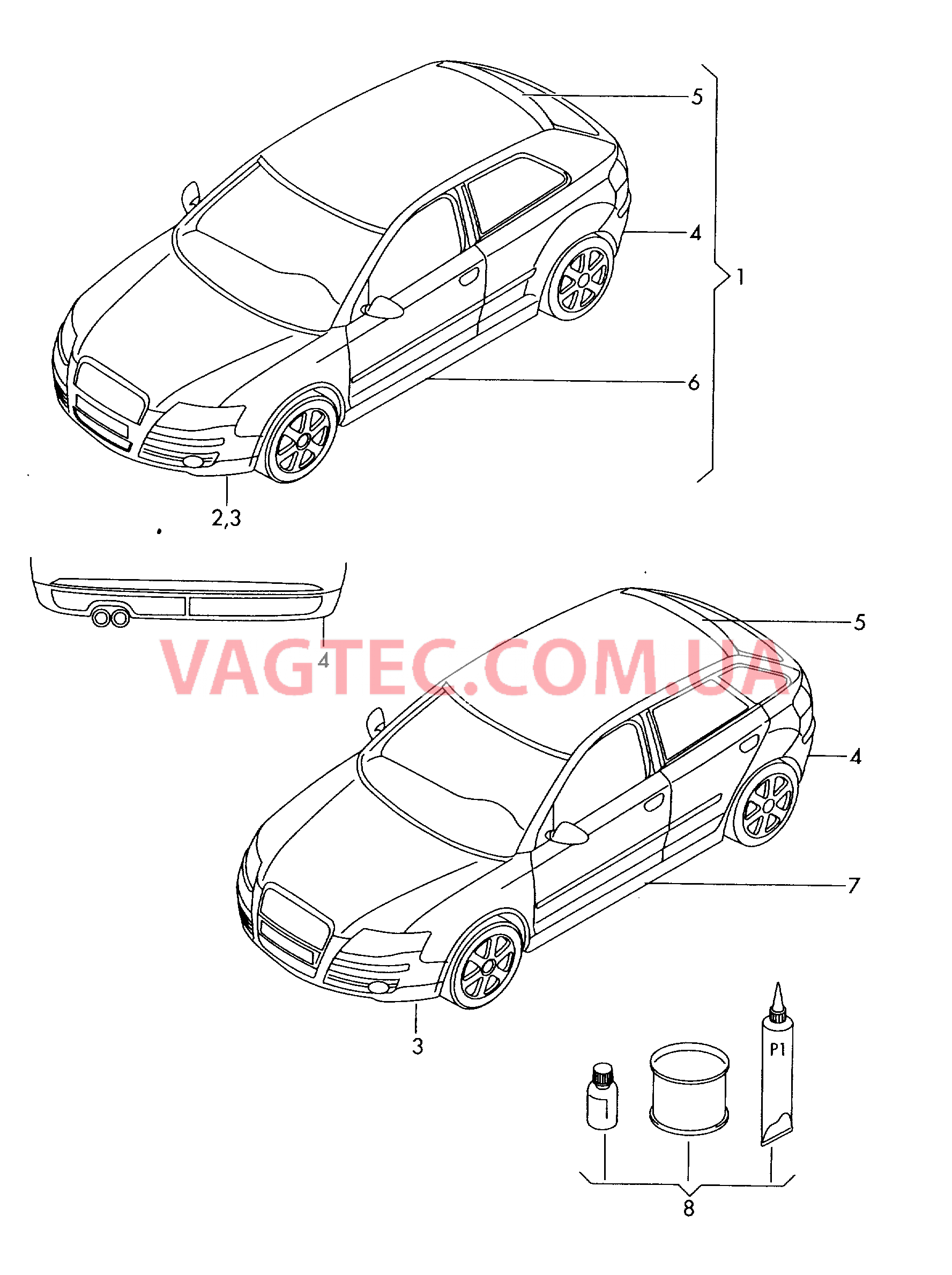 Оригинальные аксессуары Аэродинамический обвес   для AUDI TT 2001