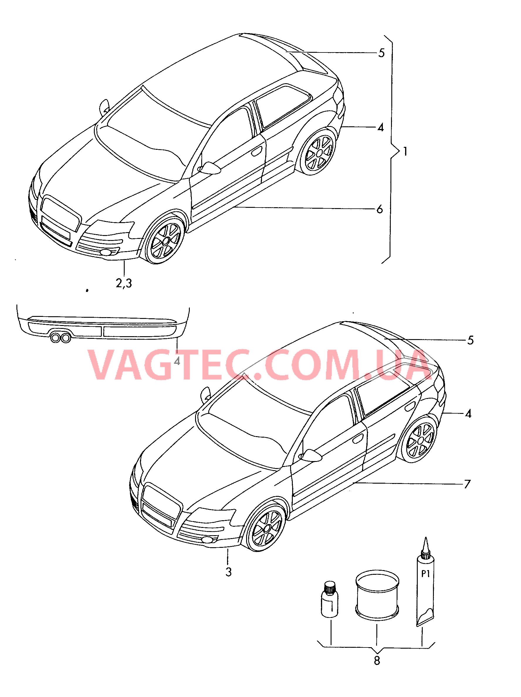 Оригинальные аксессуары Аэродинамический обвес   для AUDI A3 2003