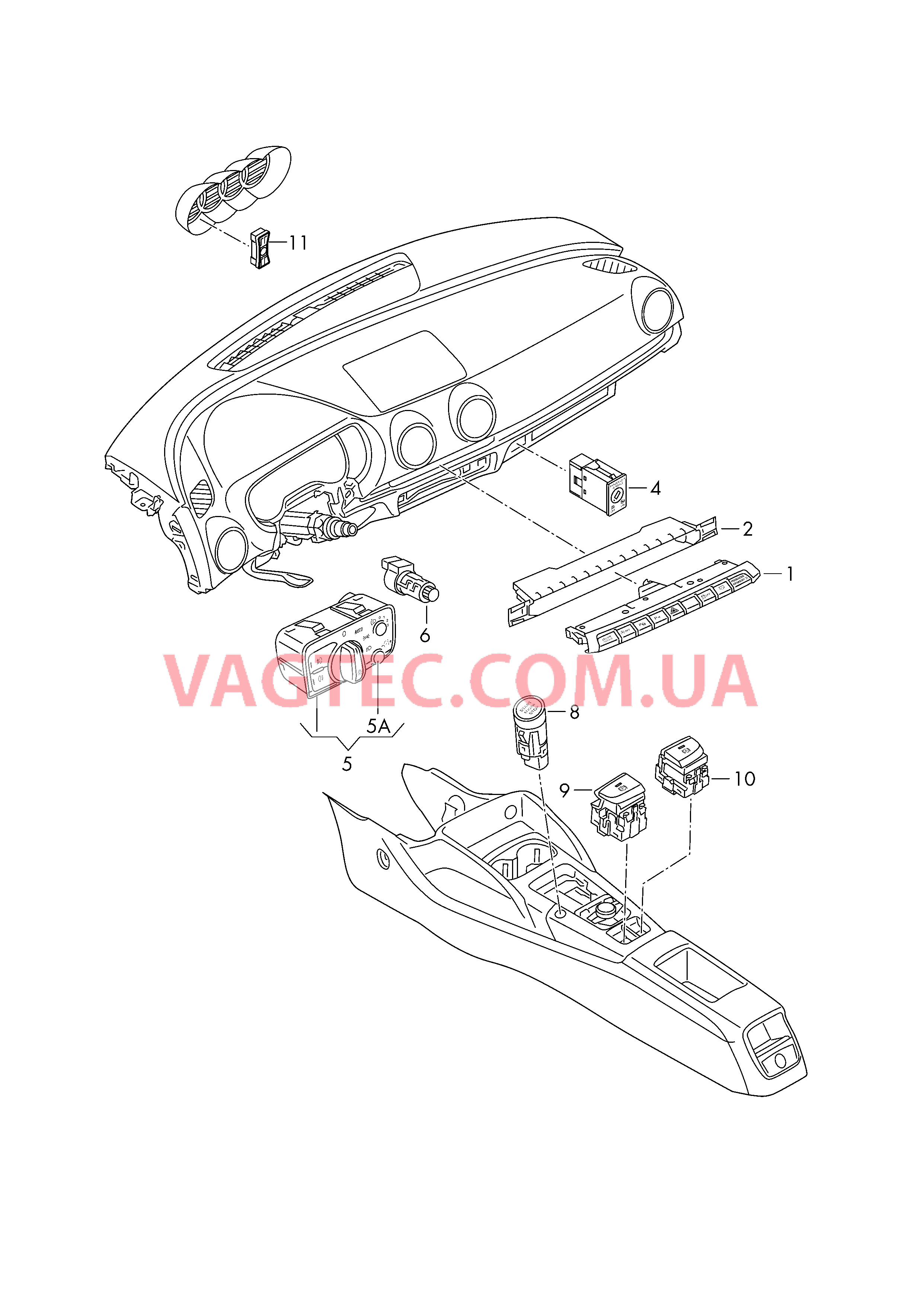 Выключатель в панели приборов Выключатель фар Выключатель в централ. консоли  для AUDI A3 2017