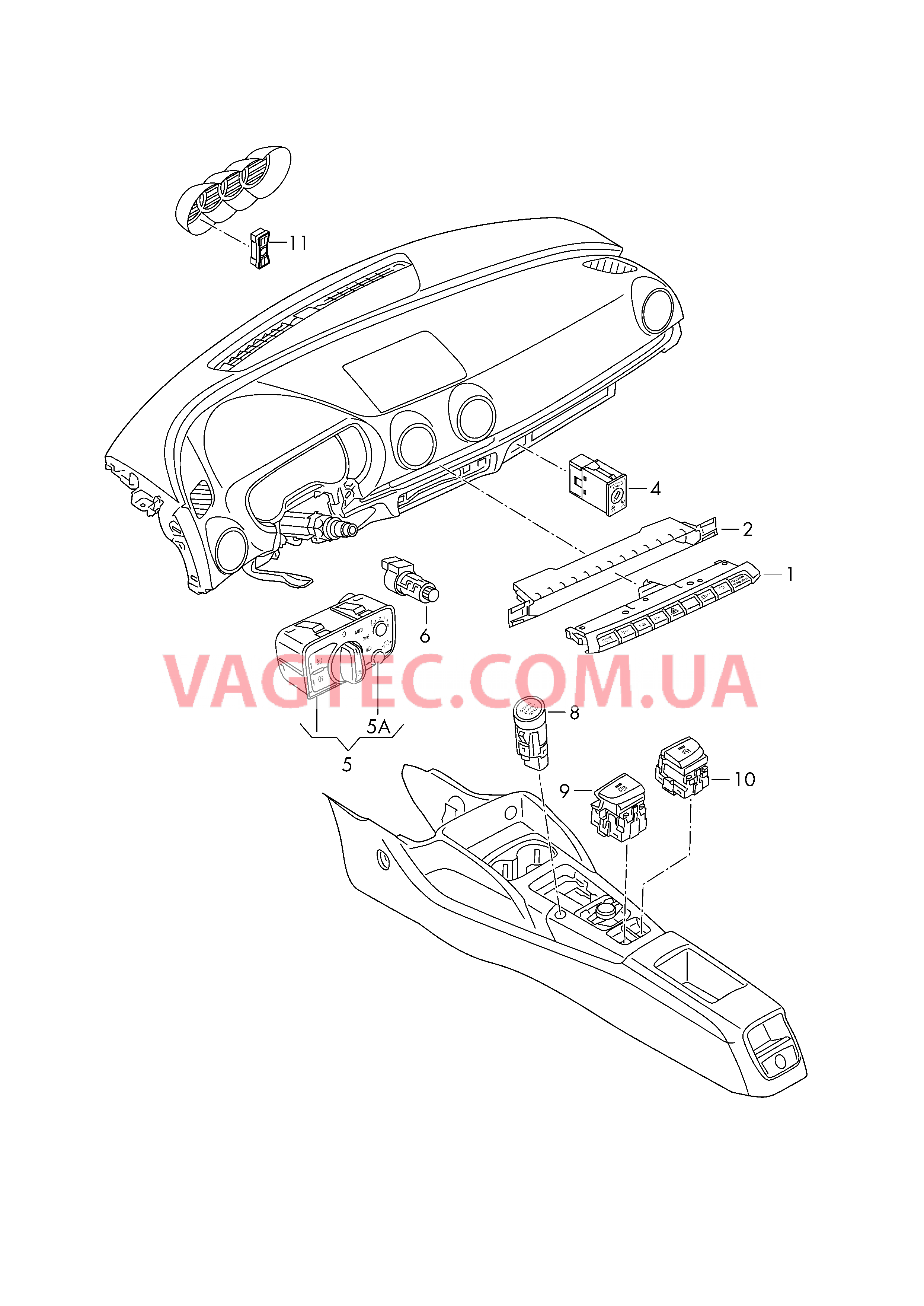 Выключатель в панели приборов Выключатель фар Выключатель в централ. консоли  для AUDI A3 2014