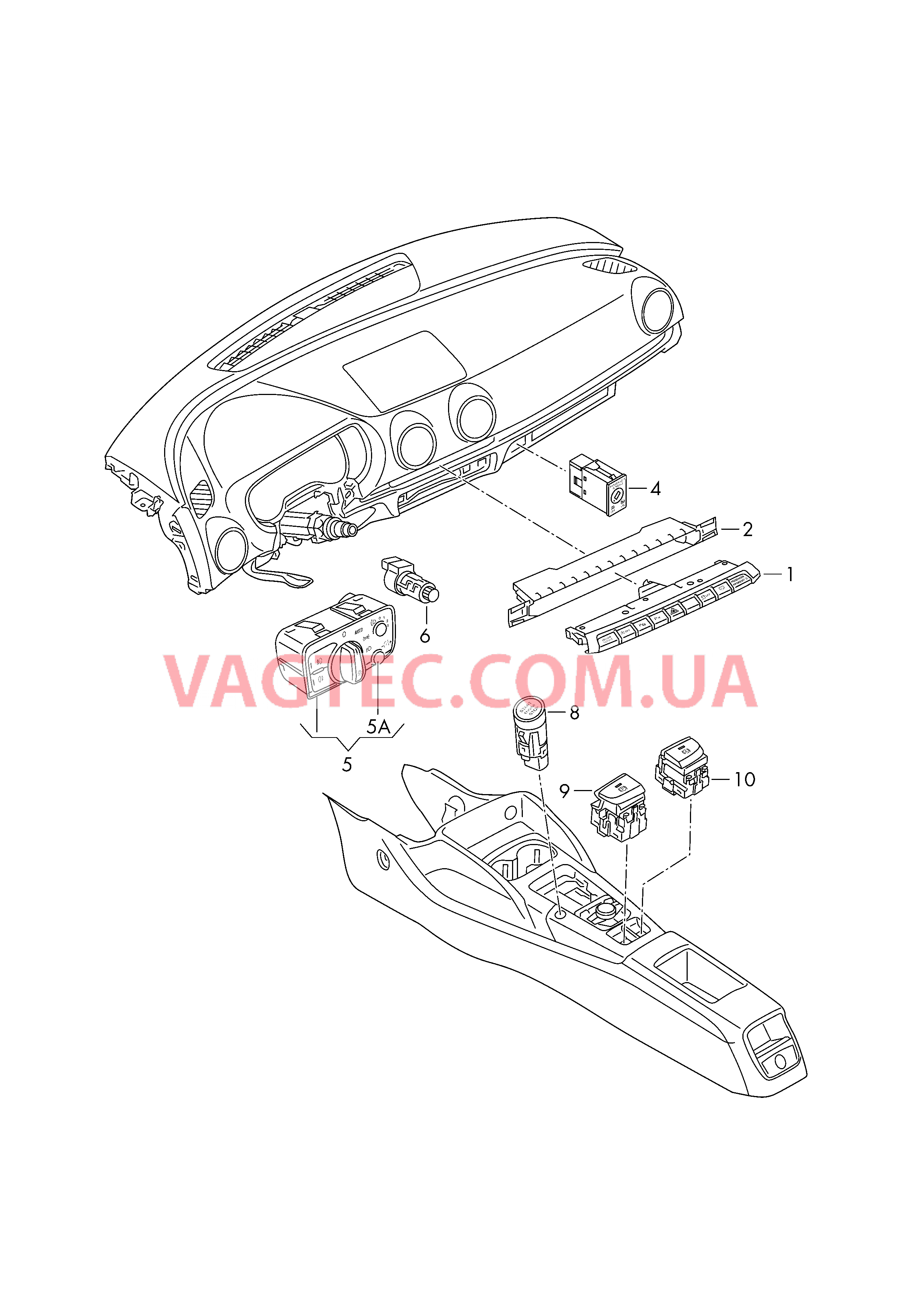 Выключатель в панели приборов Выключатель фар Выключатель в централ. консоли D - 26.05.2014>> для AUDI A3 2016