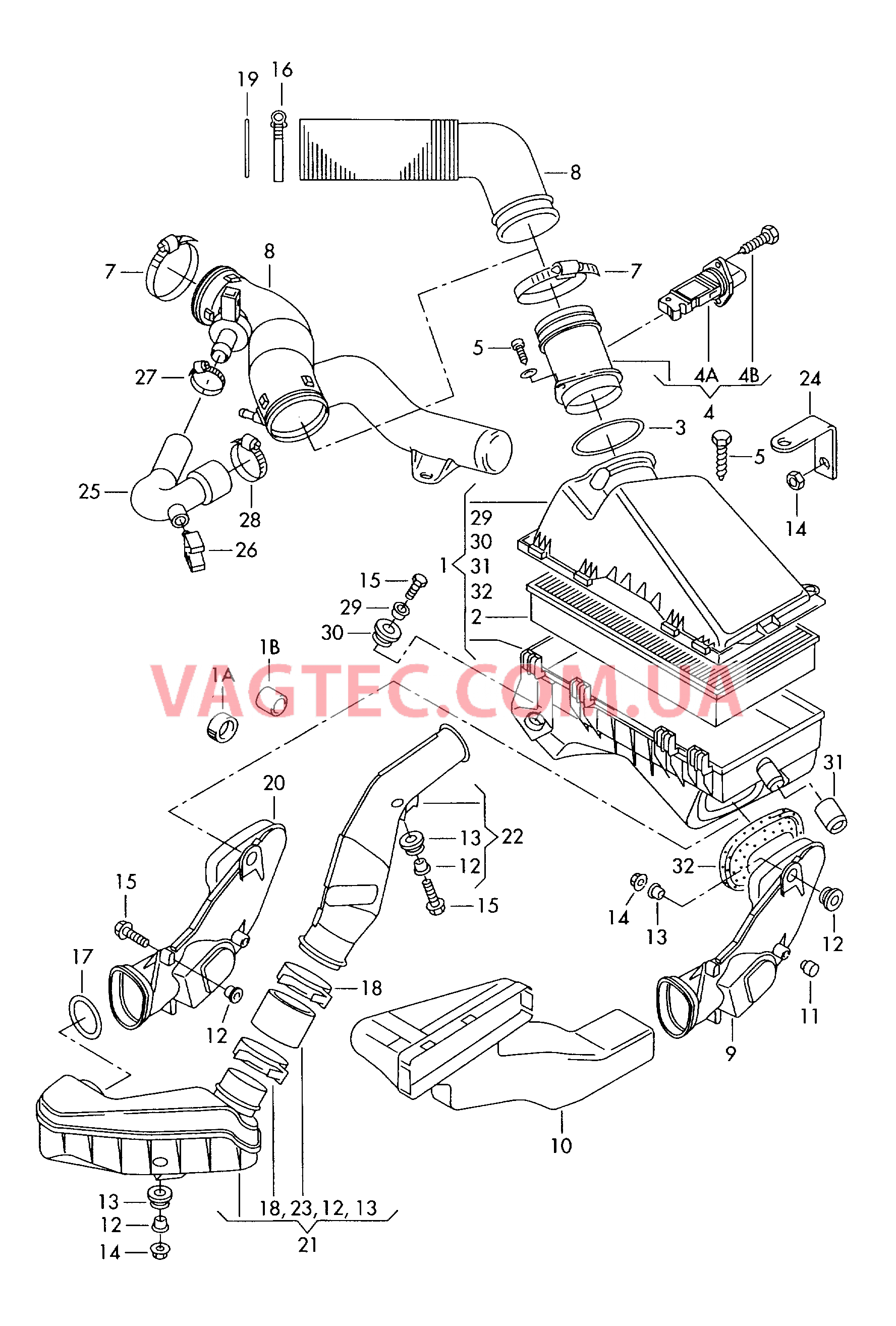 Возд. фильтр с сопутств. деталями VW GOLF   для VOLKSWAGEN GOLF 2000