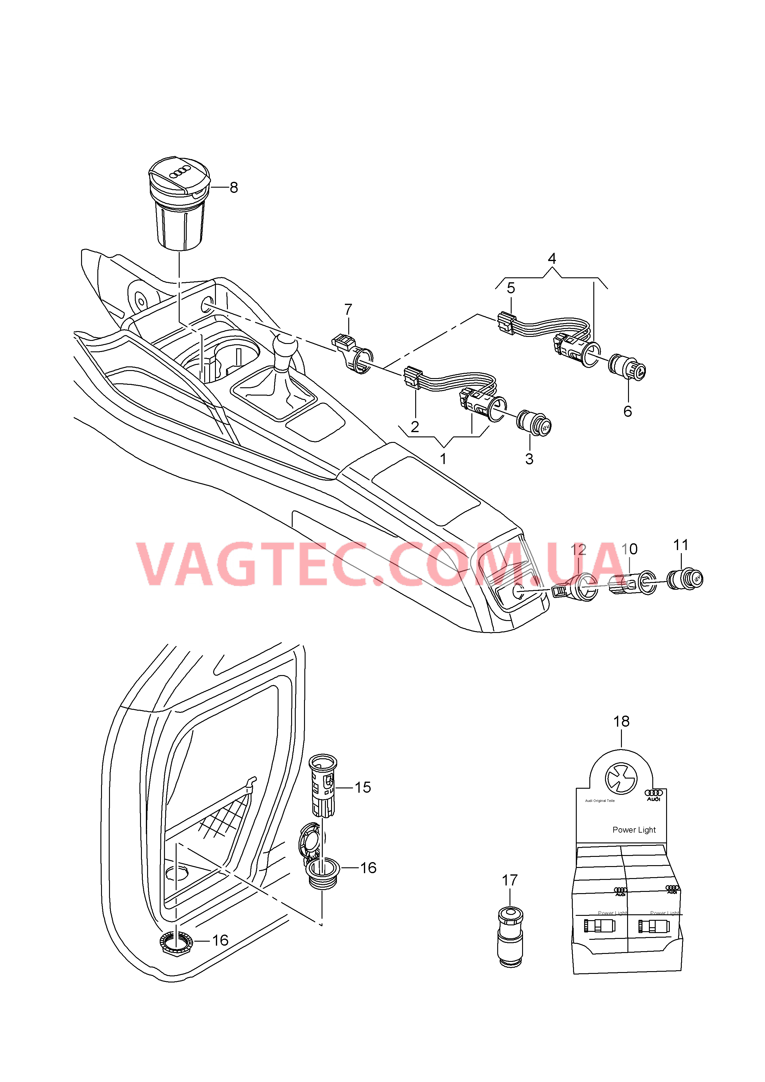 Прикуриватель Штепсельный разъем Карманный фонарь  для AUDI A3 2017