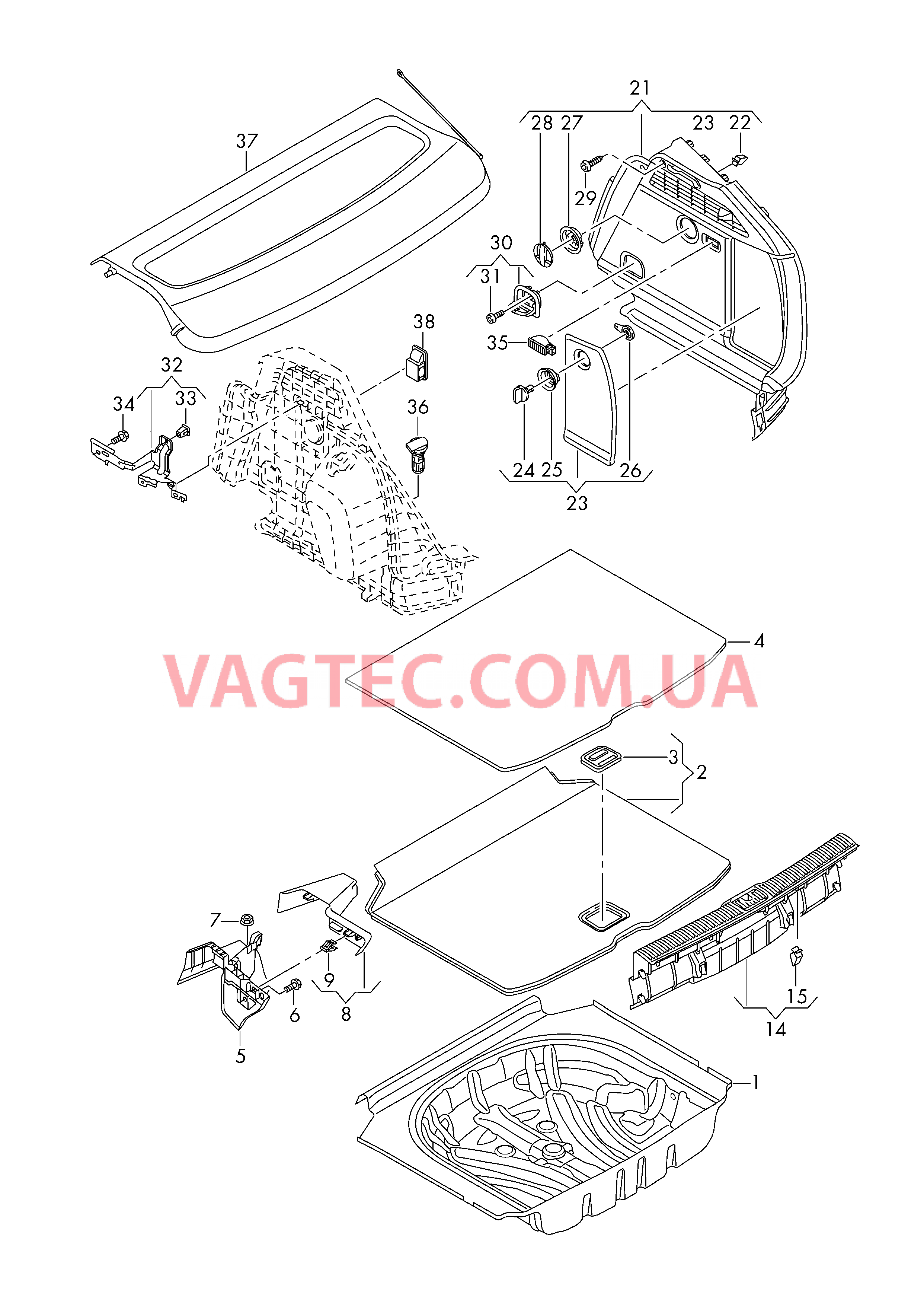 Коврик багажника Накладка для кронштейна замка Обивка багажного отсека  для AUDI A3 2017