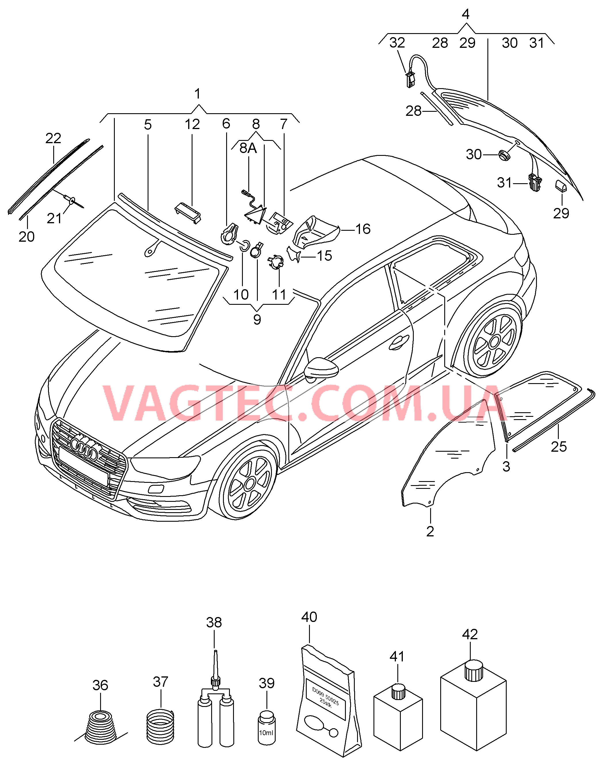 Стёкла  для AUDI A3 2014