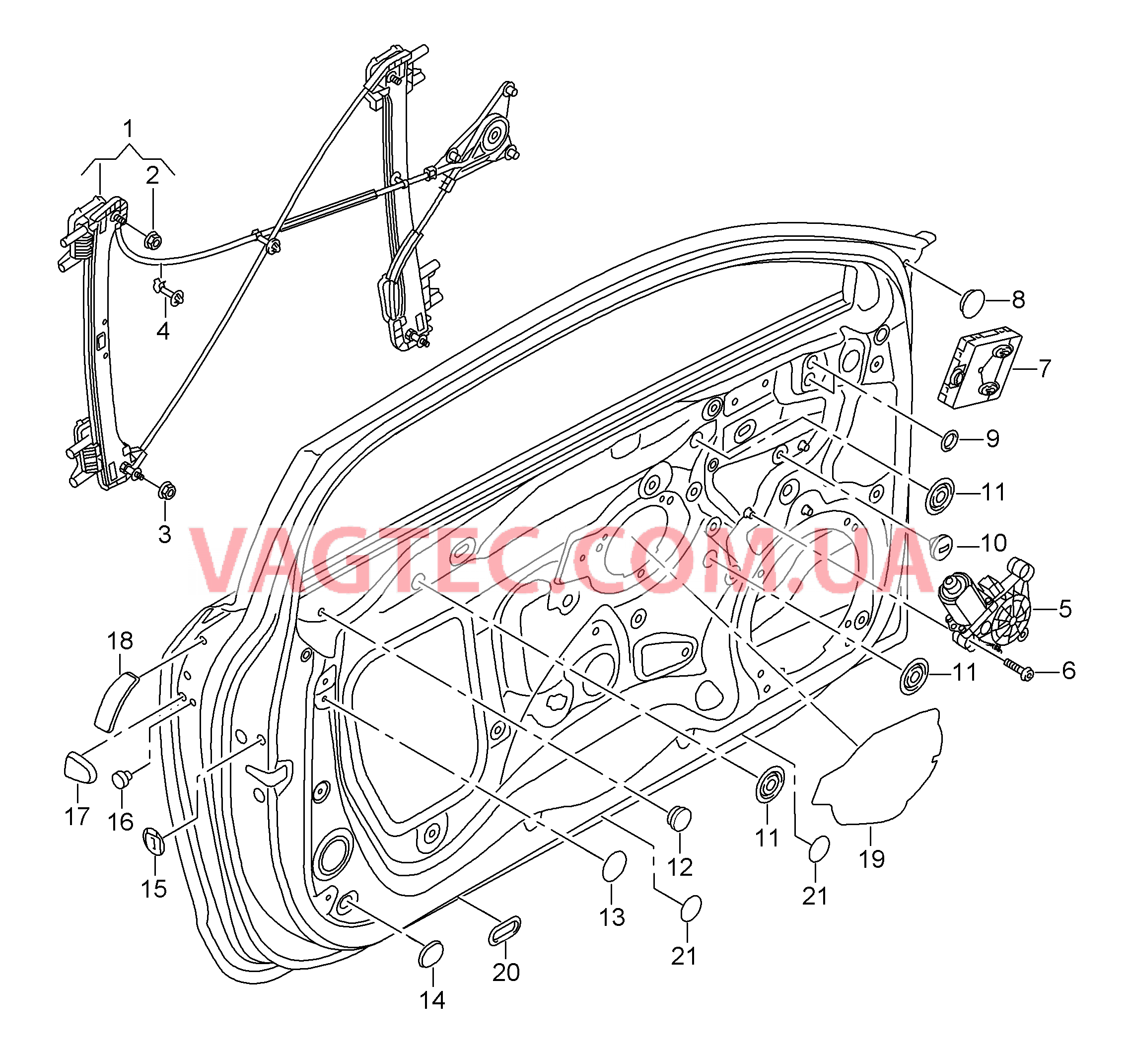 Cтеклоподъемник  для AUDI A3 2019