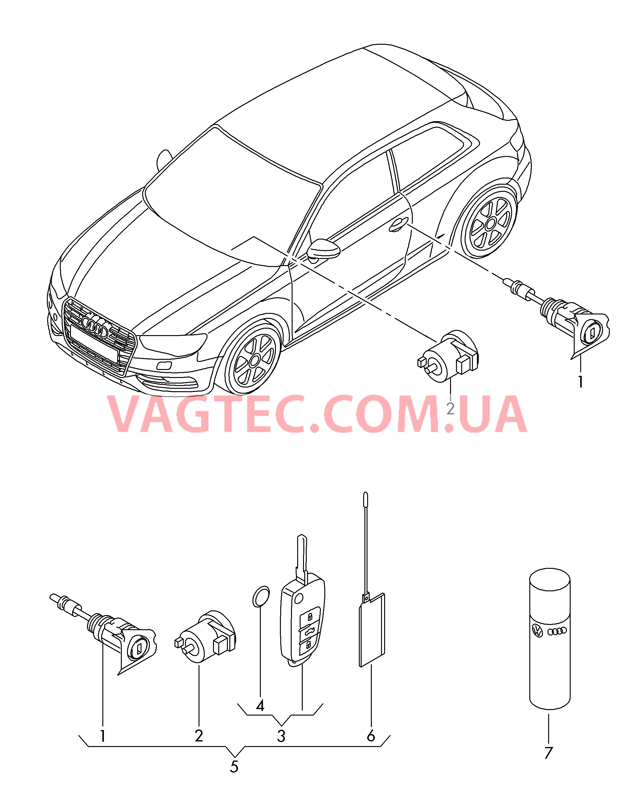 Личинка замка Ключ  для AUDI A3 2019