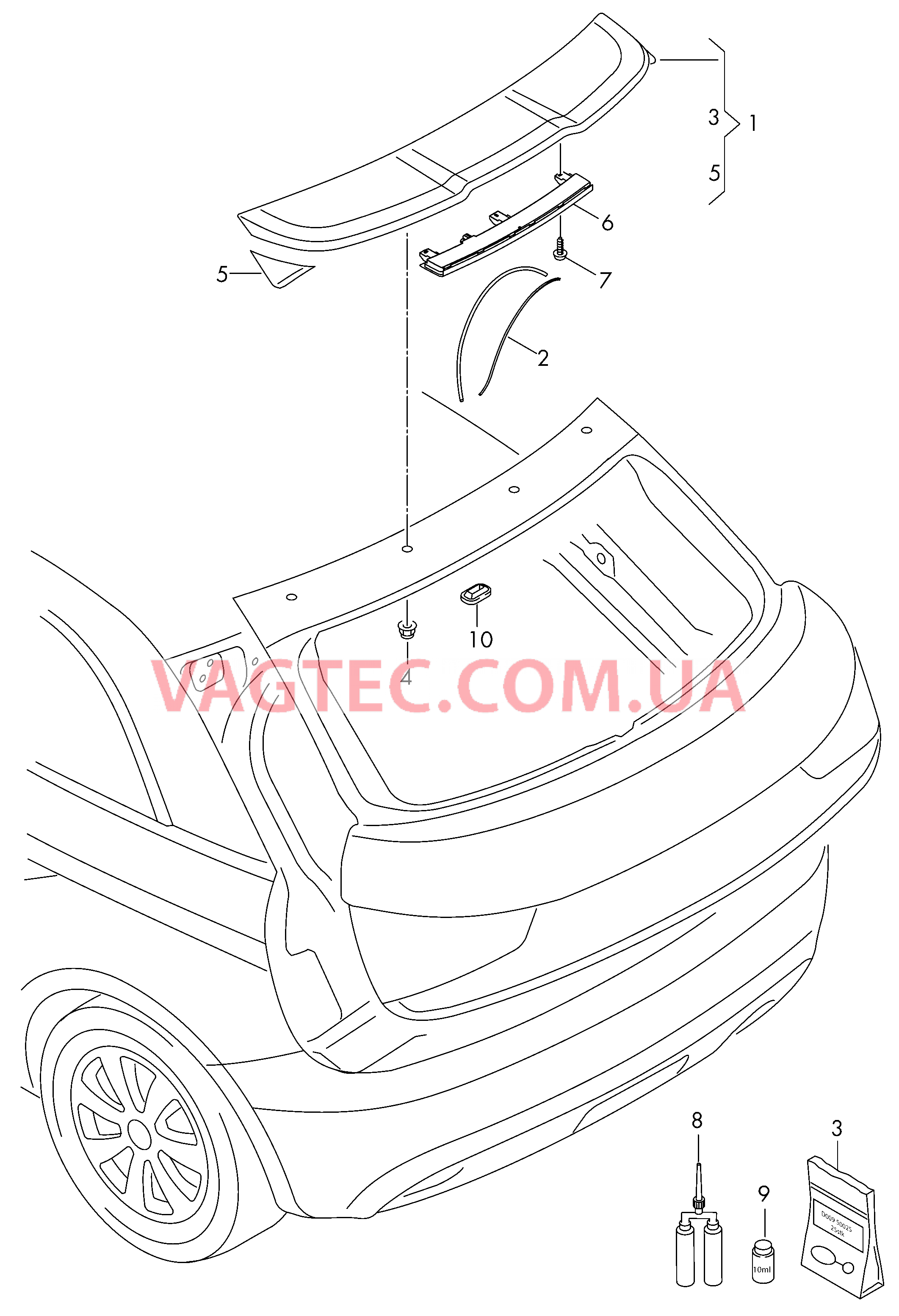 Cпойлер для крышки багажника  для AUDI A3 2017