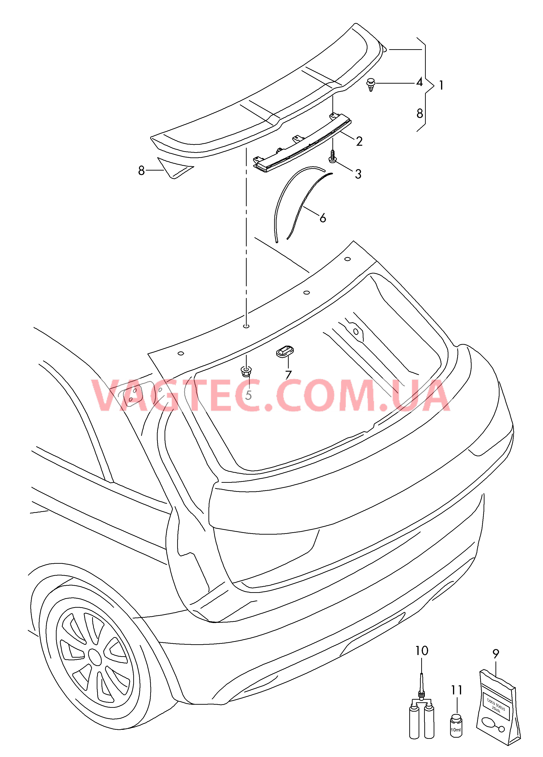 Cпойлер для крышки багажника  для AUDI A3 2013-1