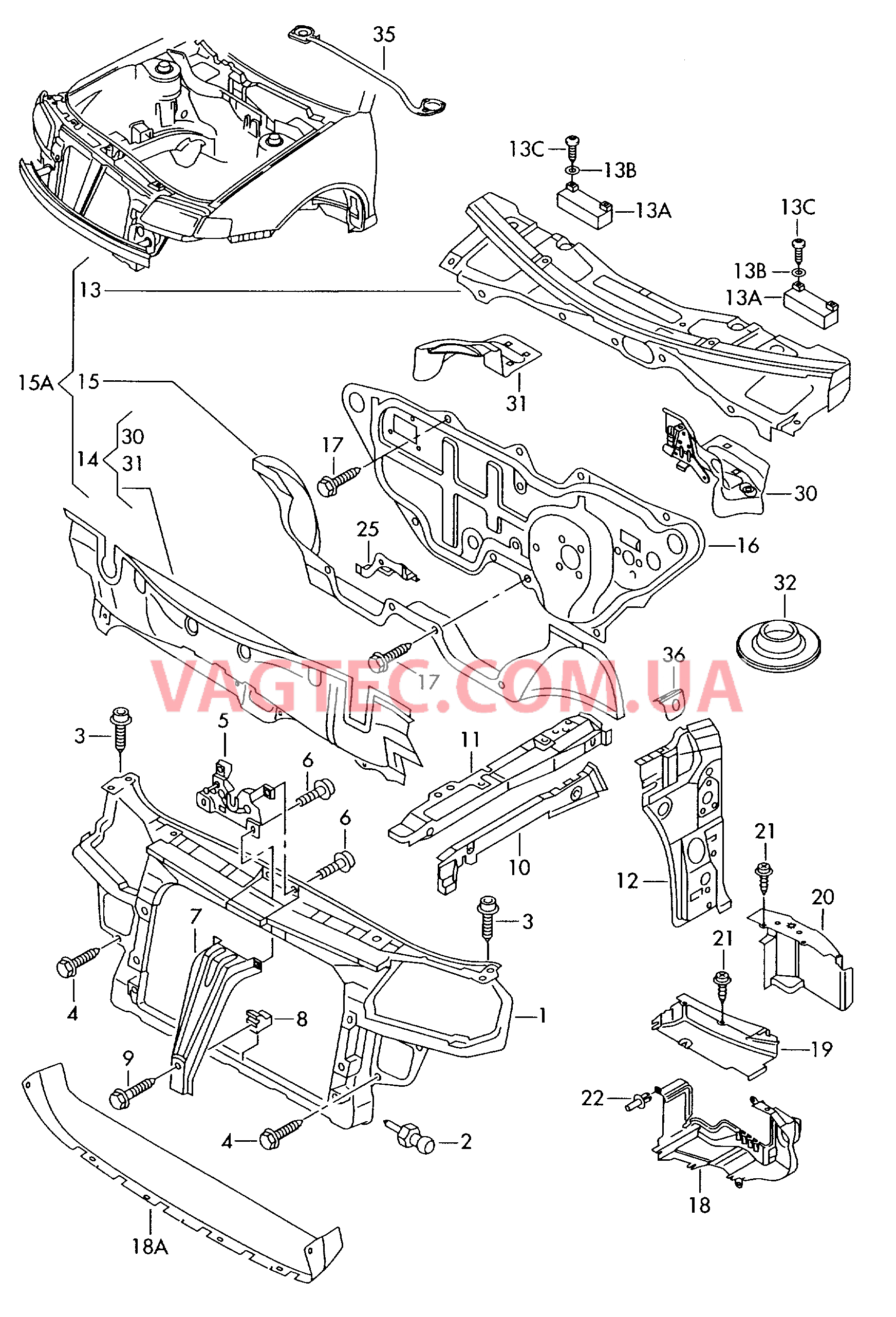 Передняя часть кузова  для VOLKSWAGEN Bora 2004