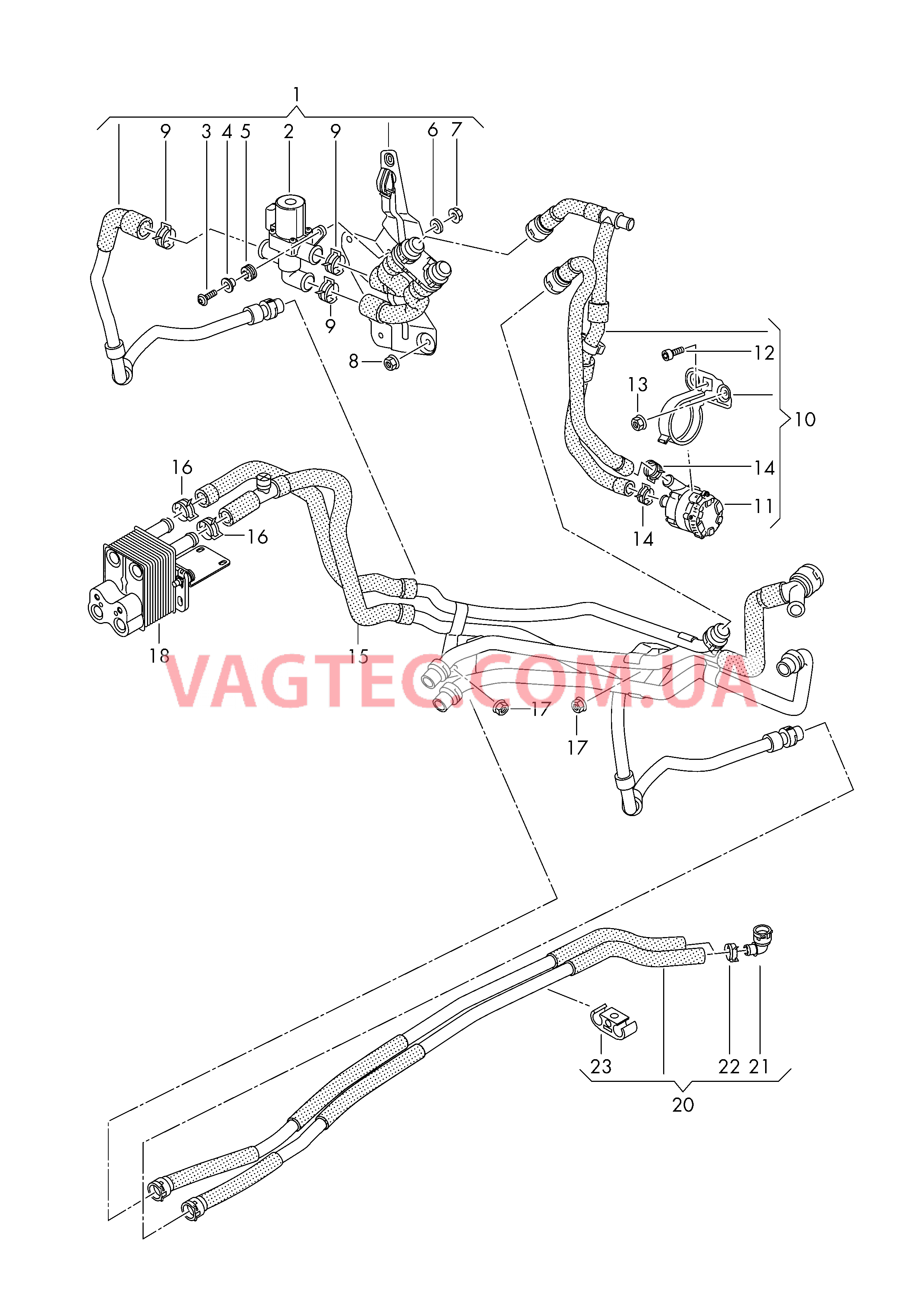 Шланги ОЖ для а/м с автономным отопителем  для VOLKSWAGEN GOLF 2013-2