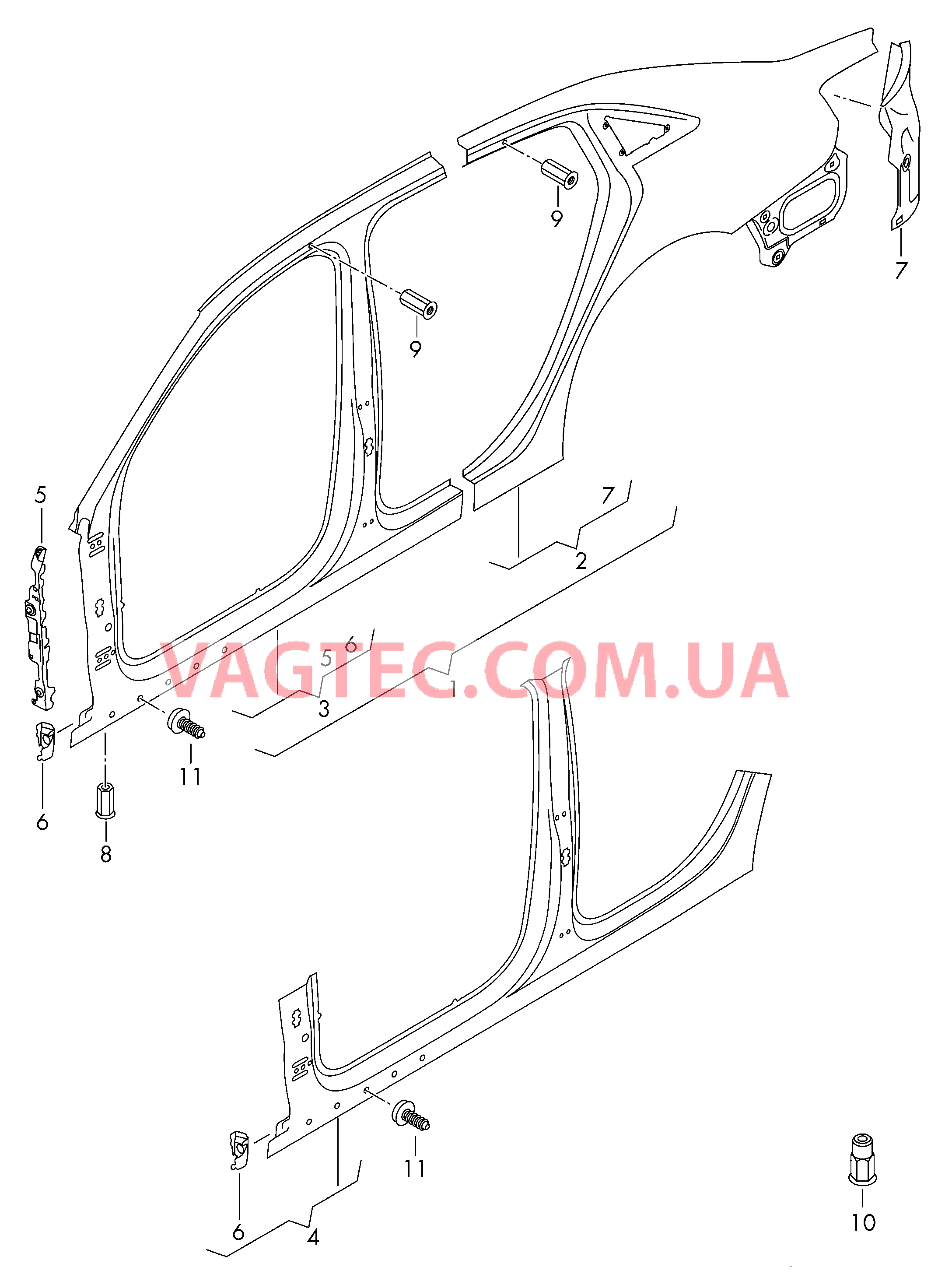 Pама боковой стенки Отрезная деталь боковина  для AUDI A3 2019