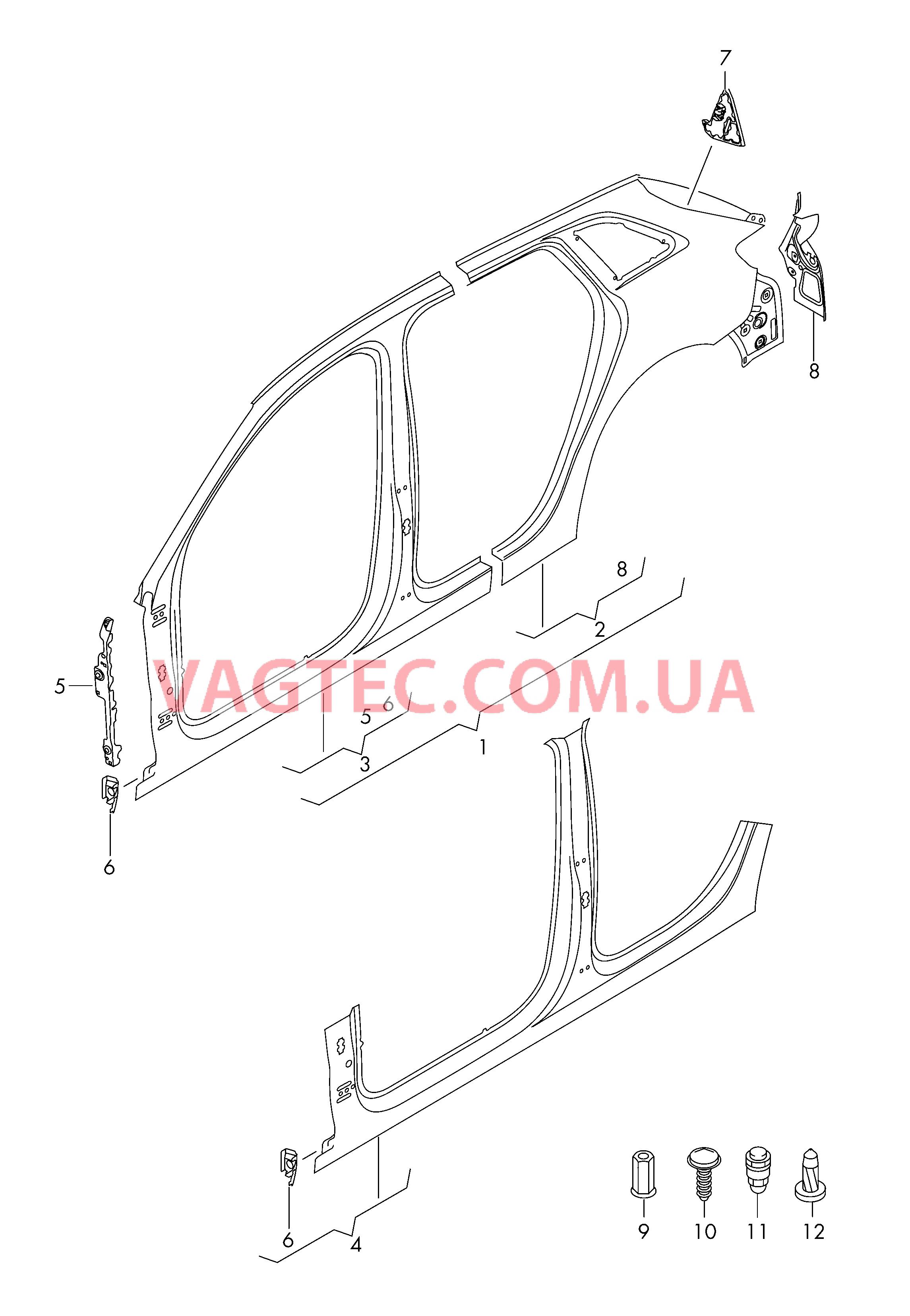 Рама боковой стенки Отрезная деталь боковина  для AUDI A3 2016