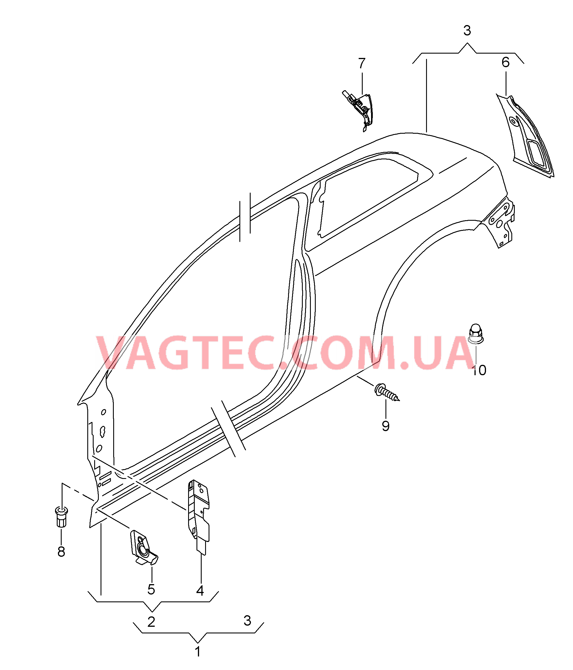 Pама боковой стенки Отрезная деталь боковина  для AUDI A3 2018